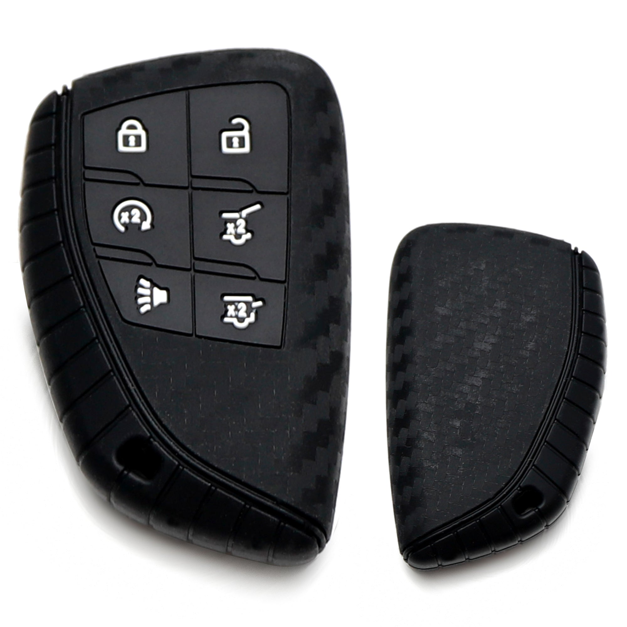 Carbon Fiber Pattern Silicone Key Fob Cover for 2015-2023 Chevy Suburban/Tahoe & GMC Yukon (6 Button) - Anti-Scratch Protection, Perfect for Daily Use and Car Enthusiasts