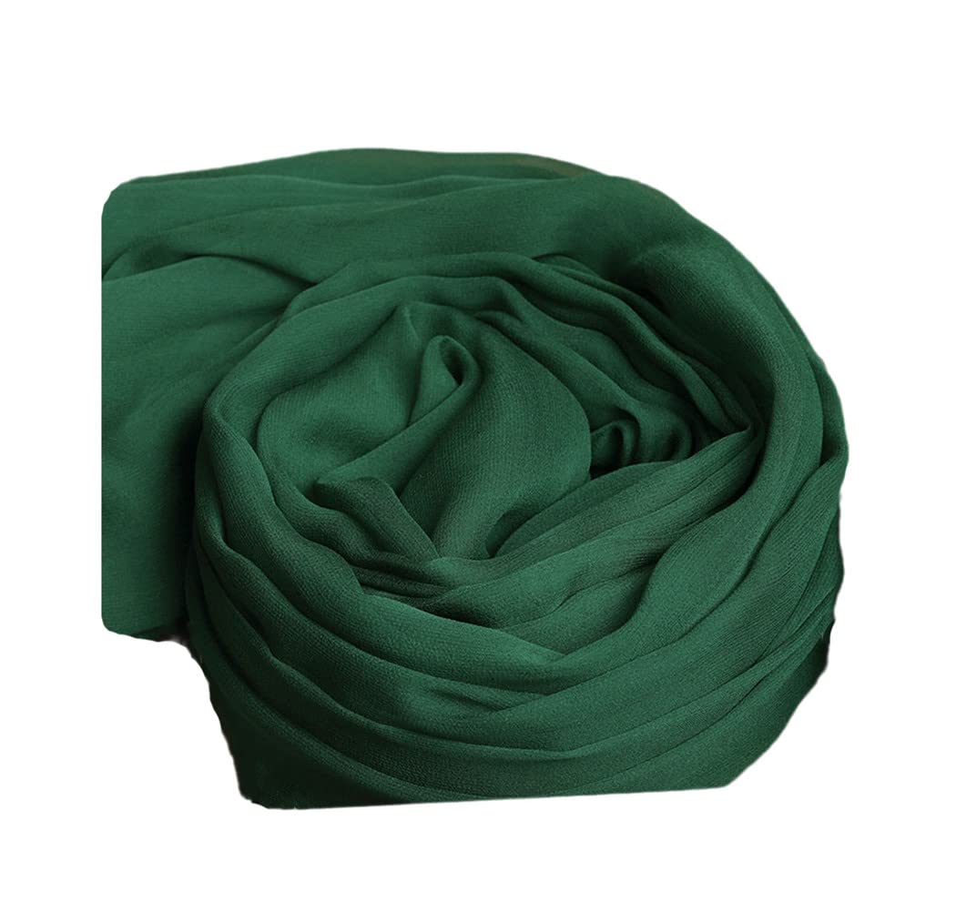 Luxury 100% Pure Silk Scarf for Women - Dark Green Soft Shawl Wrap, Elegant Plain Solid Long Scarf for Spring & Summer - Perfect for Office, Travel, and Special Occasions