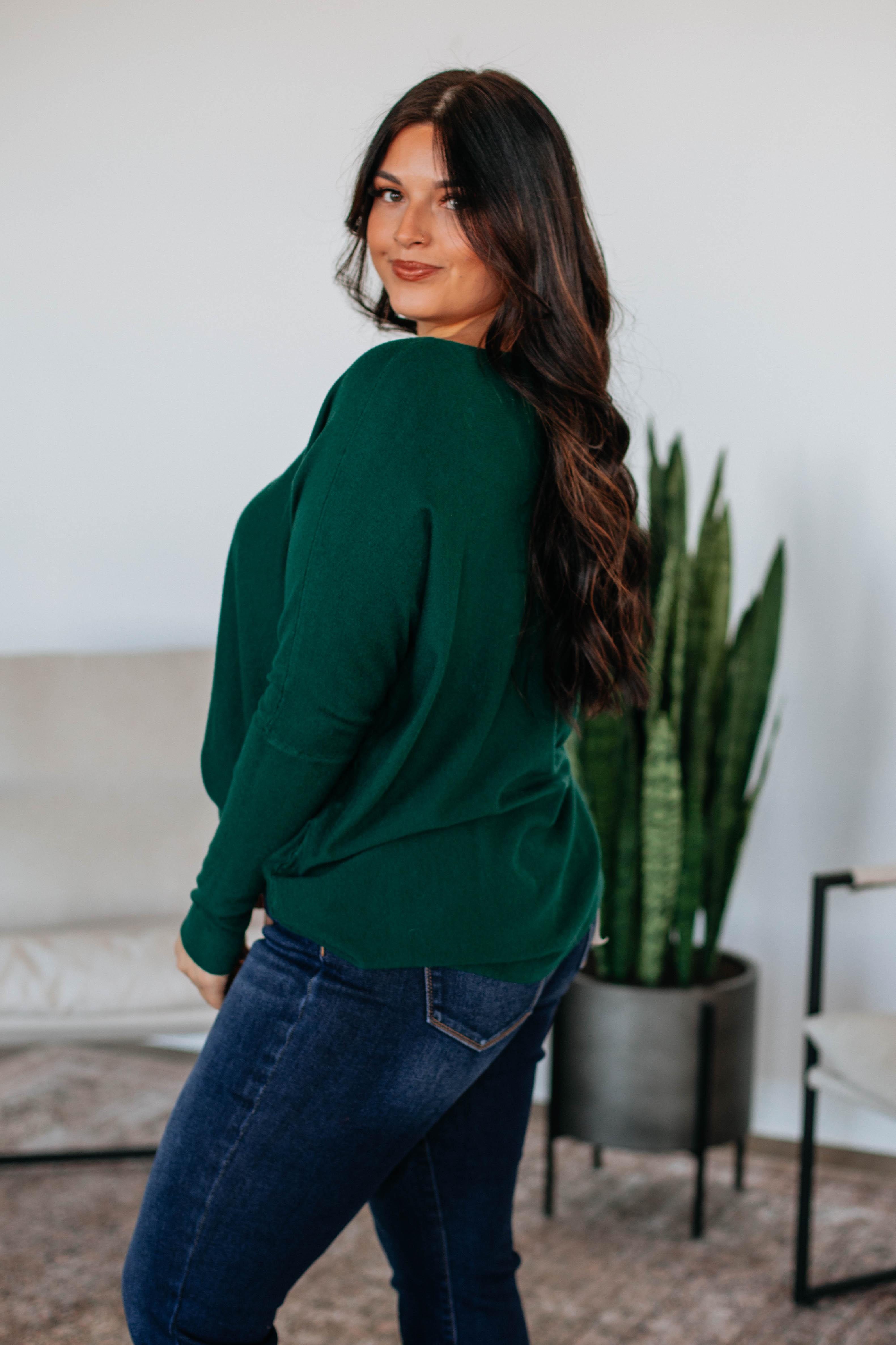 Edella Women's Chunky Knit Sweater - Soft Hunter Green Pullover for Fall & Winter | Cozy Casual Wear, Office Outfit, Weekend Relaxation