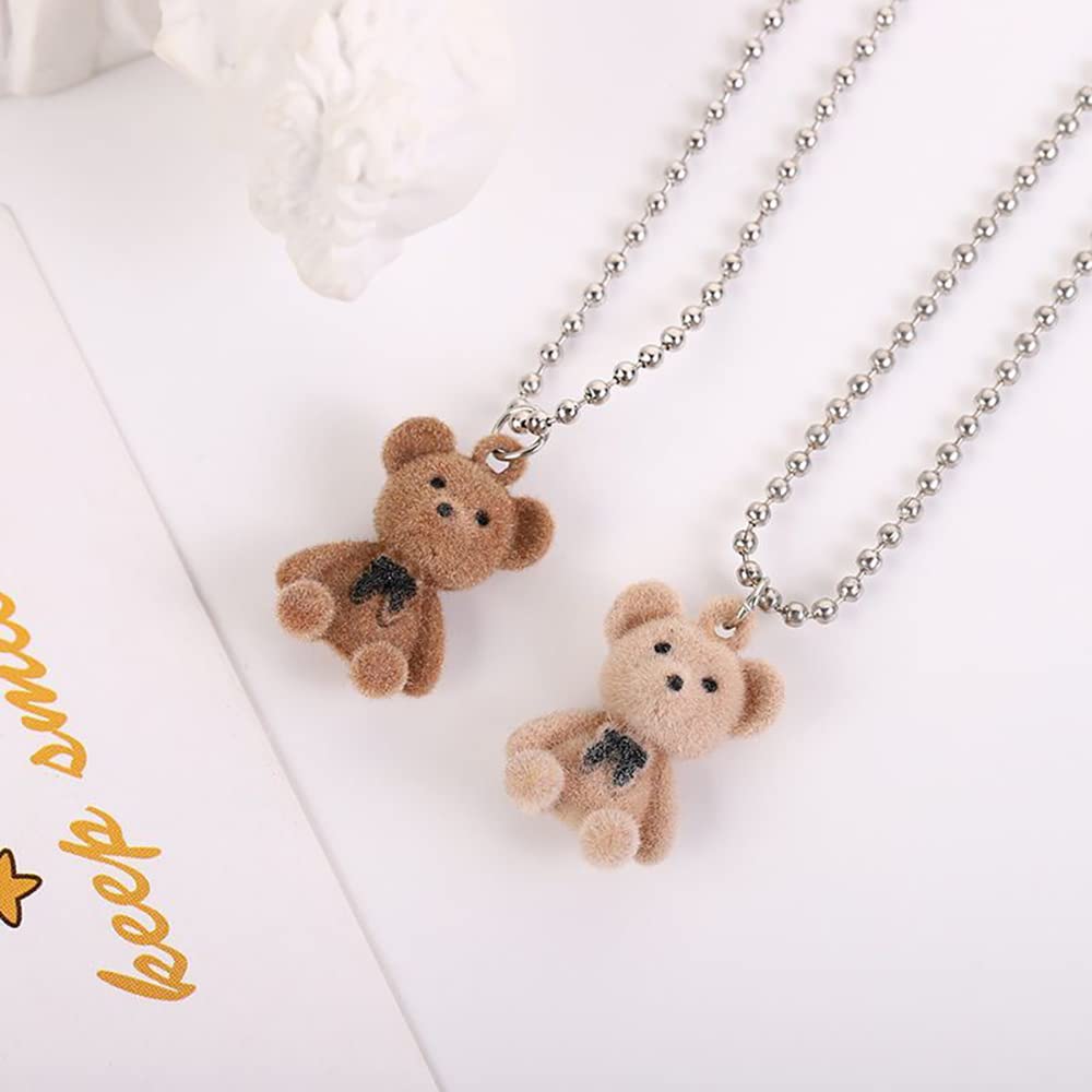 Y2K Teddy Bear Plush Necklace Set - Cute BFF Friendship Matching Couple Necklaces for Women, Valentine's Day & Christmas Gifts (2PCS) | Perfect for Best Friend Gifts, Anniversary Presents & Everyday Fashion Accessories