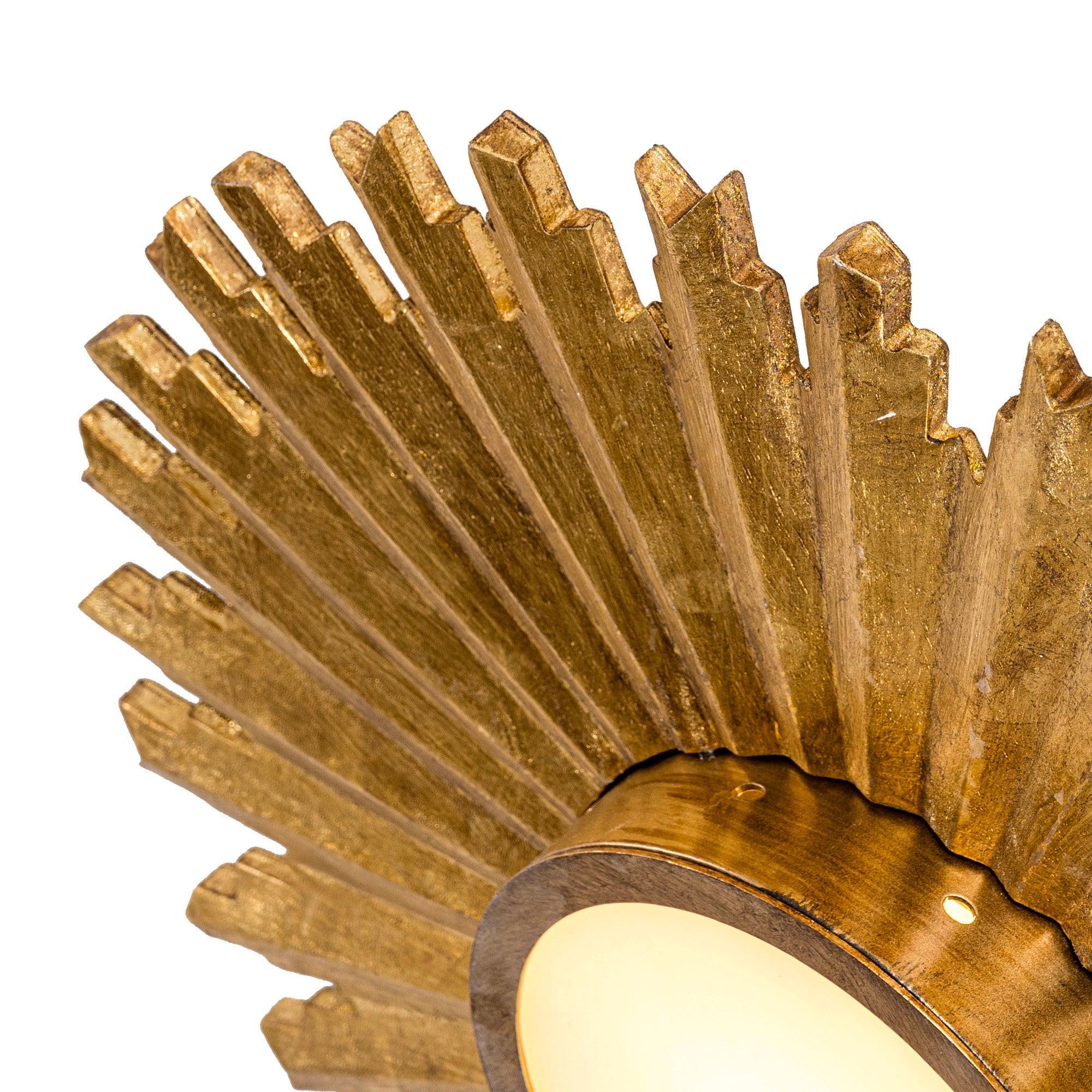 Golden Sunburst Flush Mount LED Ceiling Light - Modern Dimmable Fixture for Bedroom, Living Room & Hallway Lighting