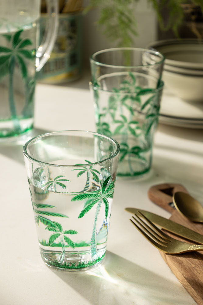 Eco-Friendly Acrylic Green Palm Tree Tumbler Cup - 20oz Insulated Travel Mug for Beach Picnics, Pool Parties & Summer Drinks