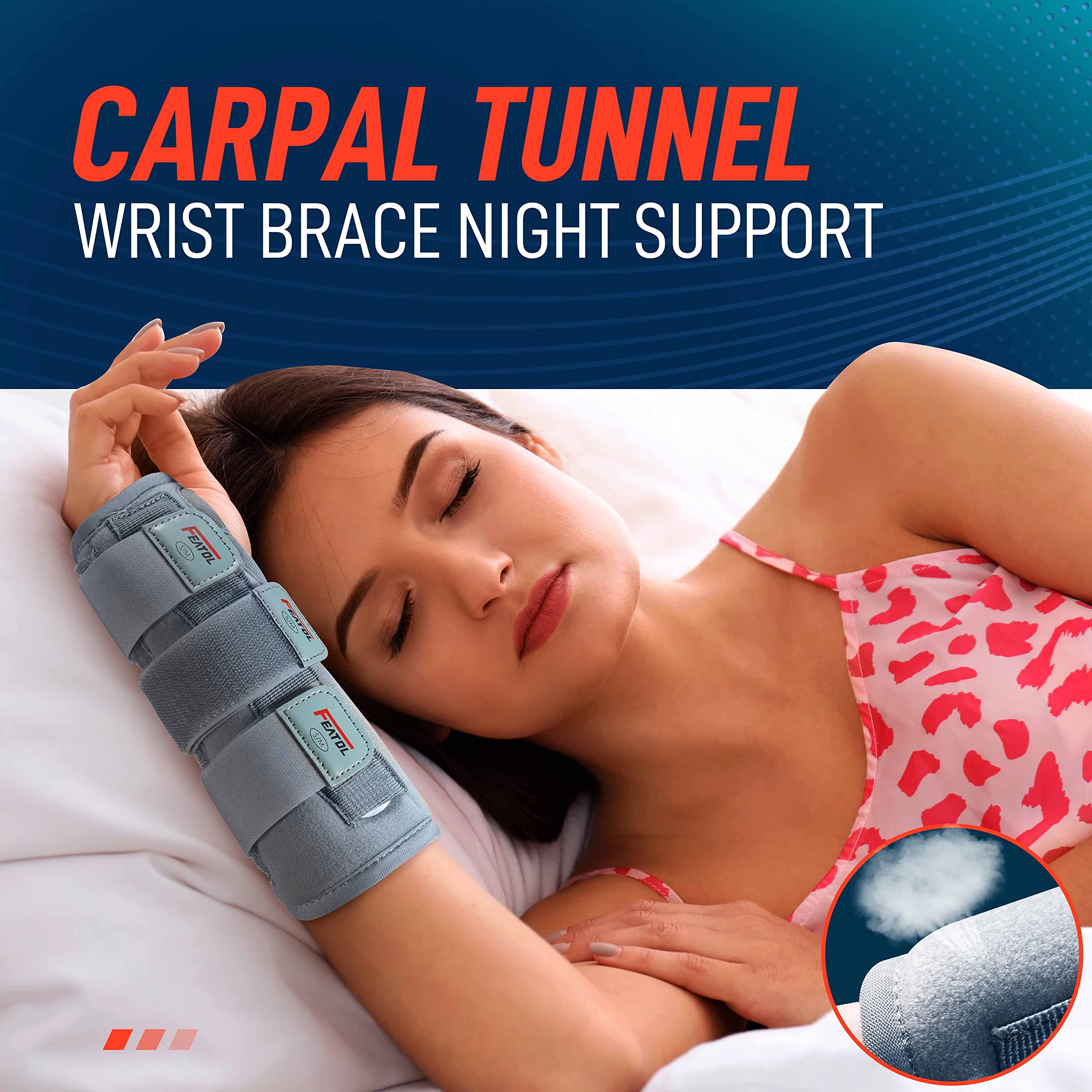 FEATOL Wrist Brace with Ice Pack - Gray & Black Adjustable Support for Carpal Tunnel, Arthritis & Injury Relief - Perfect for Typing, Gaming & Sports Recovery