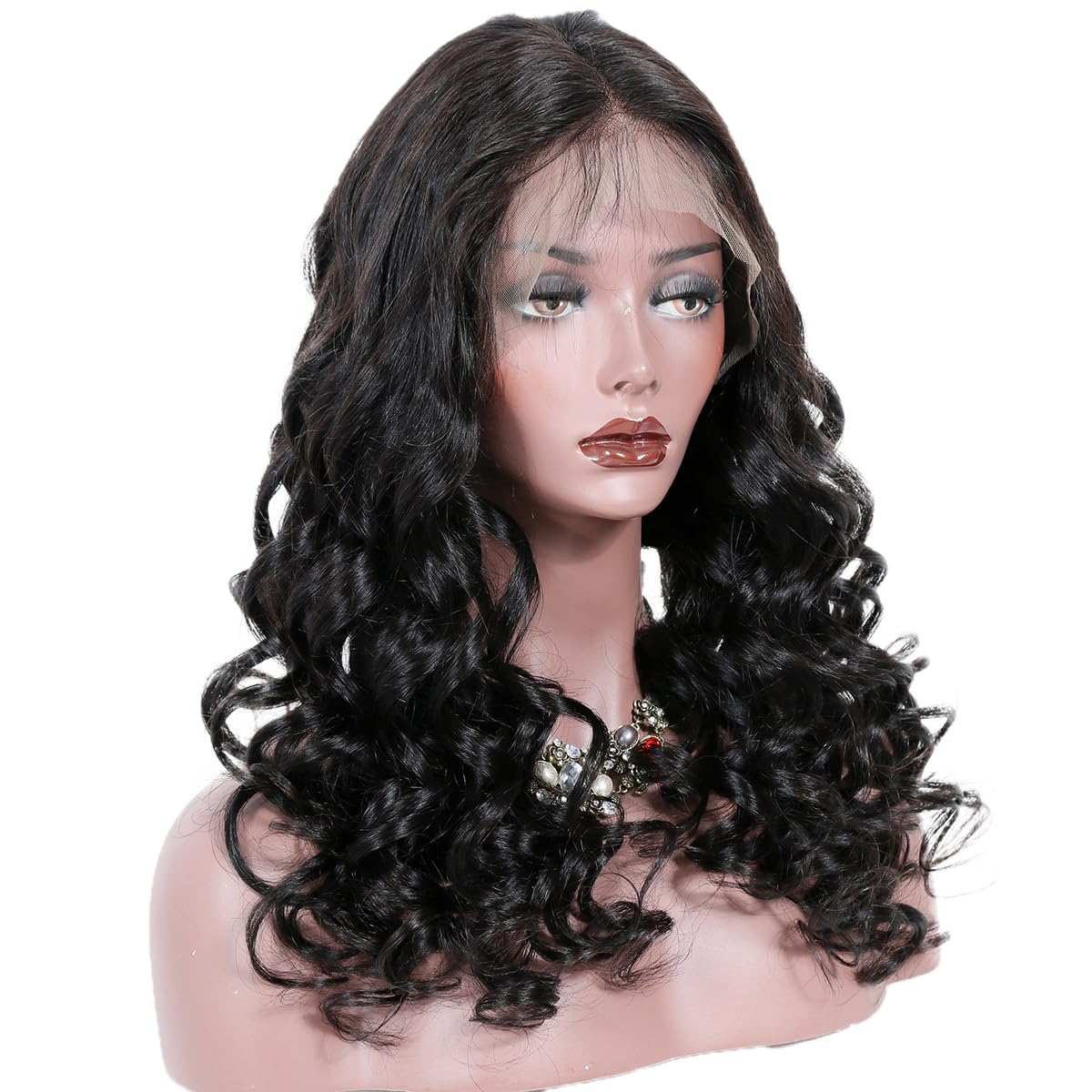 360 Lace Front Wigs Human Hair Pre Plucked Bouncy Body Wave Brazilian Virgin Hair Wig - Glueless 16 Inch Loose Body Wave 360 Lace Wigs for Black Women (Natural Color) - Perfect for Daily Wear, Parties & Special Occasions