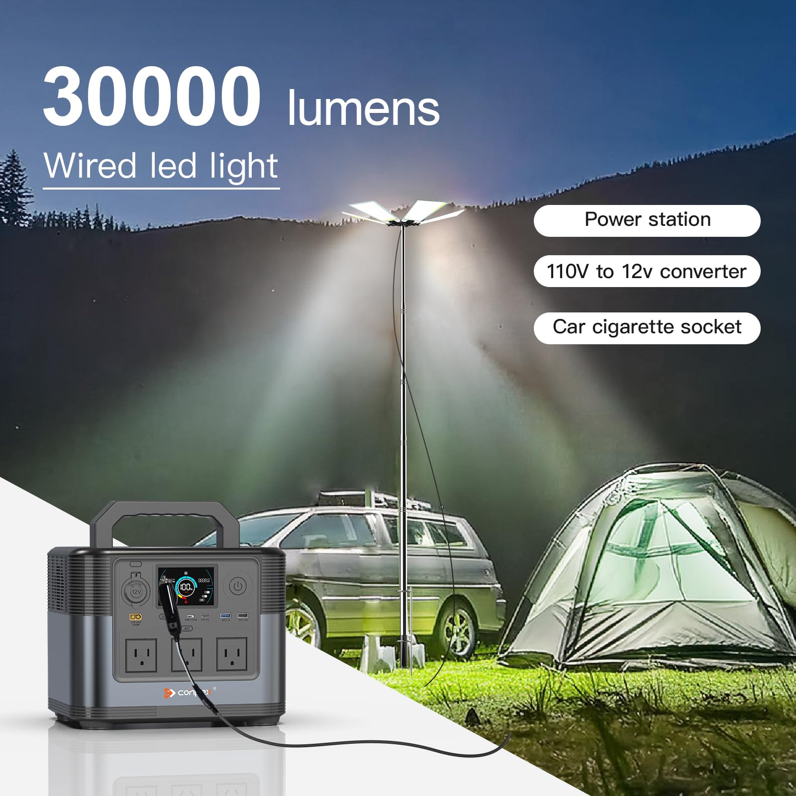 Altra LED Telescoping Camping Lights - Portable Outdoor LED Camp Lighting with Remote & Manual Control, 12V DC Telescopic Pole Light for Night Fishing, Hiking & Backyard Camping
