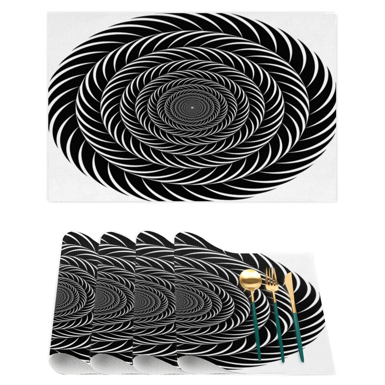 Modern Black PVC Woven Vinyl Placemats Set of 4 - Heat & Stain Resistant, Washable Table Mats for Kitchen & Dining - Perfect for Everyday Meals, Dinner Parties, and Holiday Gatherings
