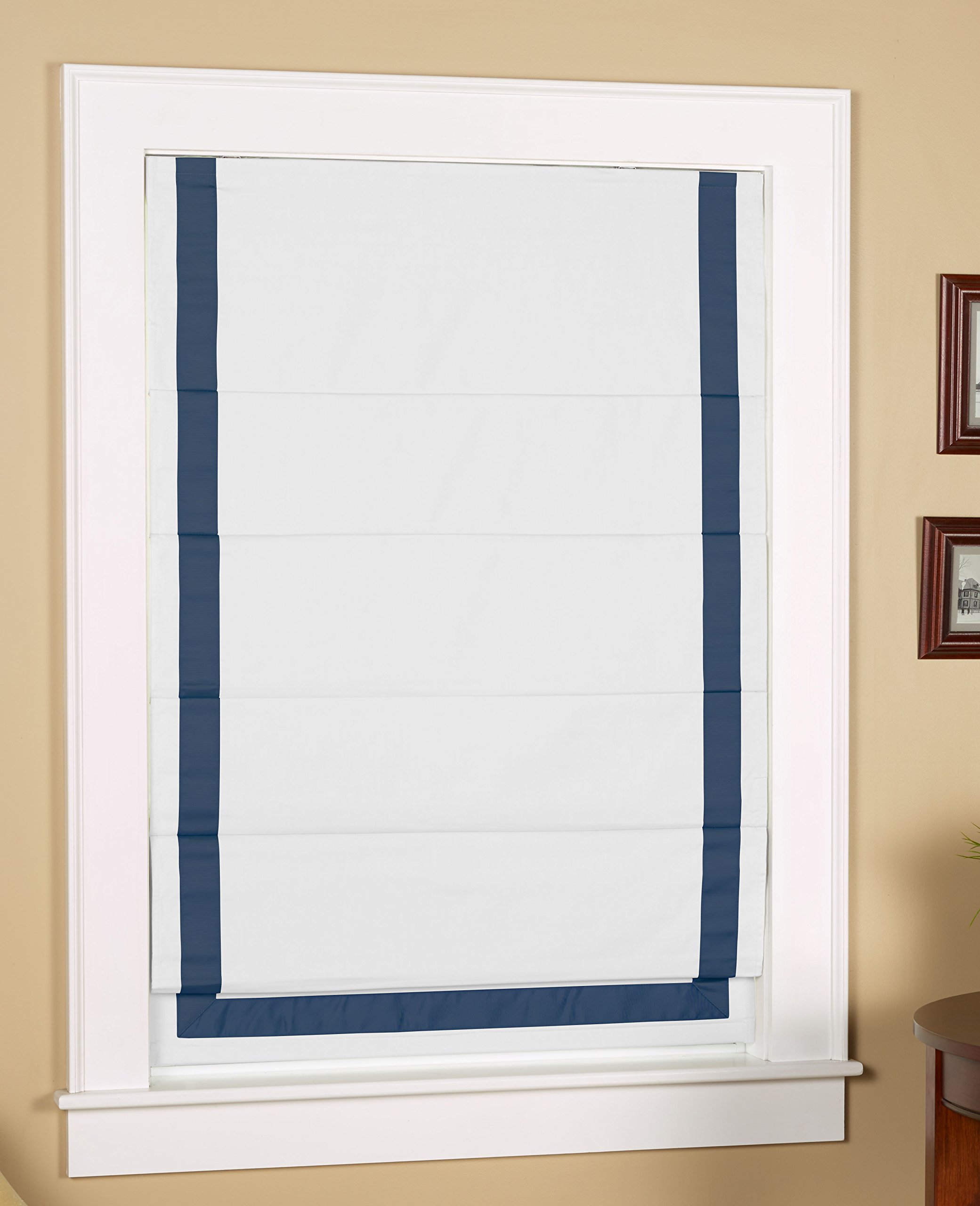 Blackout Cordless Roman Shade with Ribbon Border - 40