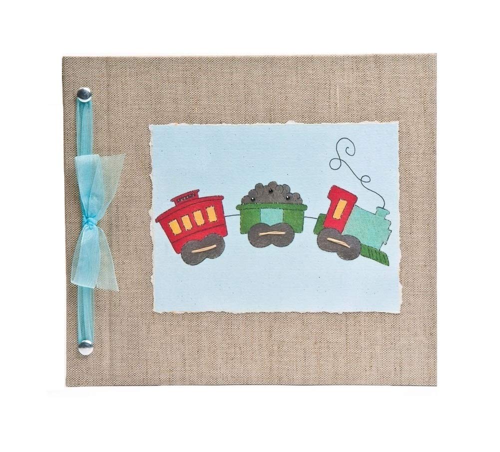 Beautiful Baby Memory Book Keepsake - Hugs and Kisses XO Baby Boy Train Theme Journal & Photo Album | Perfect for Newborn Gifts, First Year Milestones, and Family Keepsakes