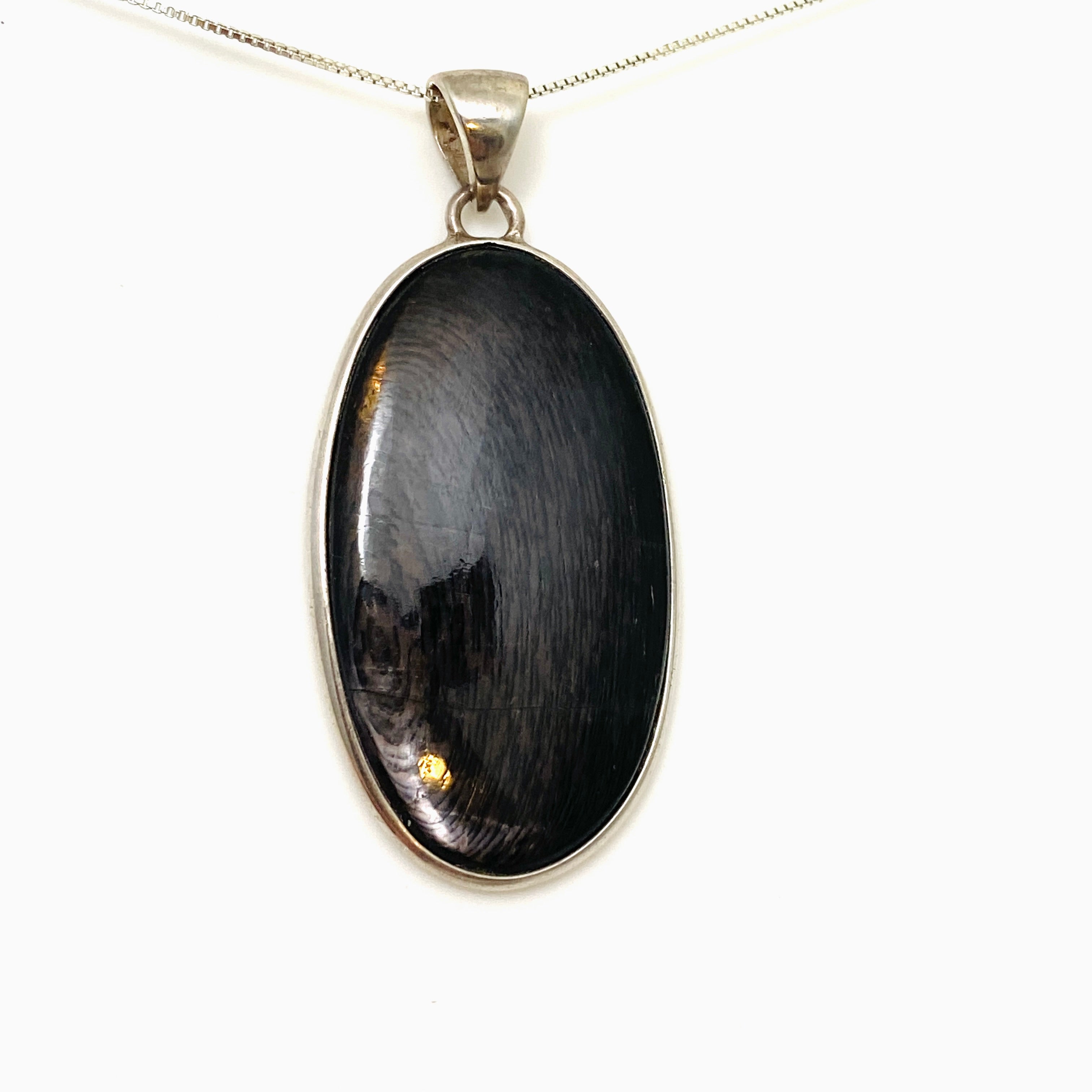 Hypersthene Oval Pendant Necklace KPGJ3062 - Elegant Healing Stone Jewelry for Women, Perfect for Meditation, Energy Balancing & Spiritual Gifts