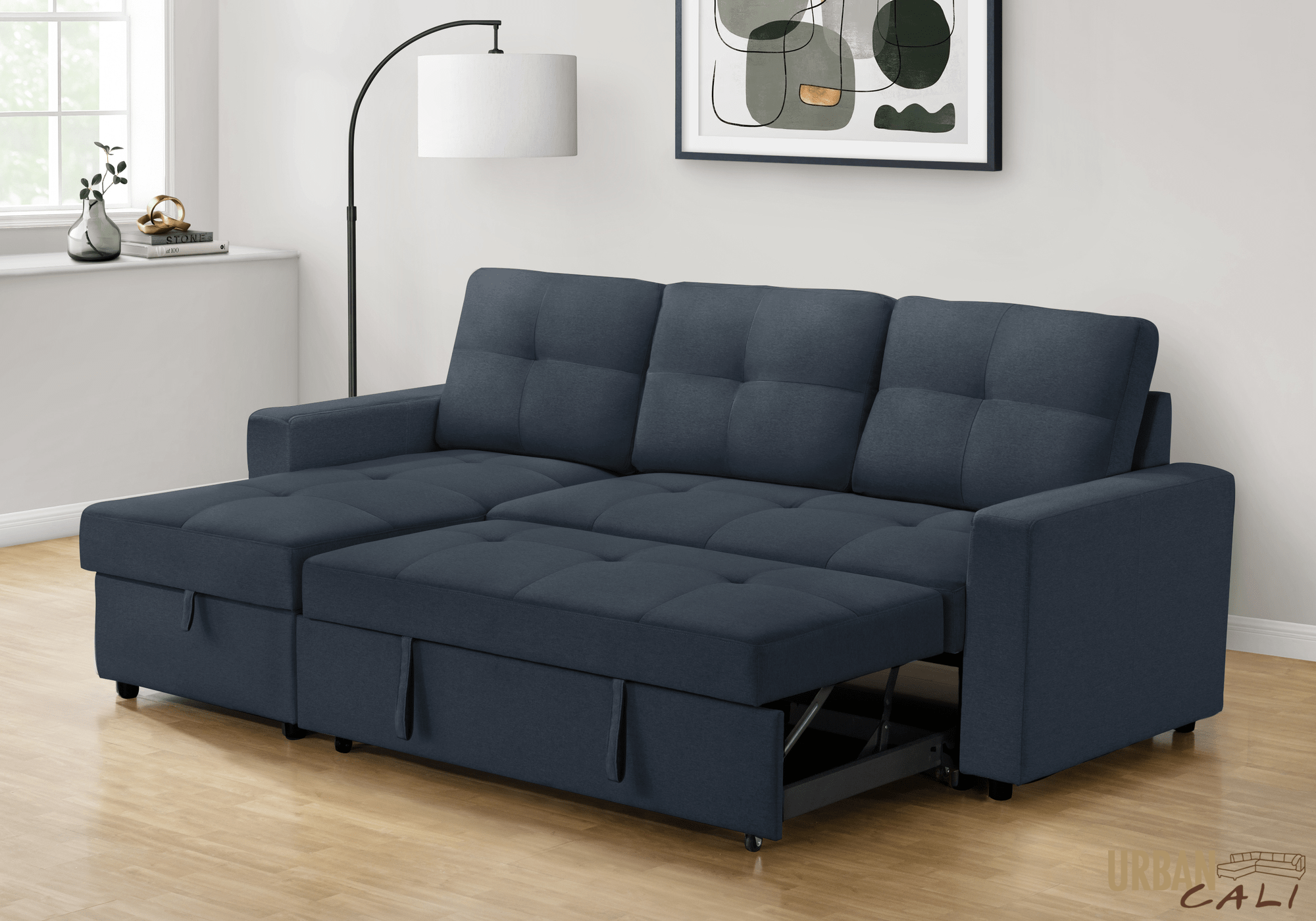 Venice Sleeper Sectional Sofa Bed with Reversible Storage Chaise - 5 Color Options | Convertible Couch for Small Spaces, Guest Room & Apartment Living
