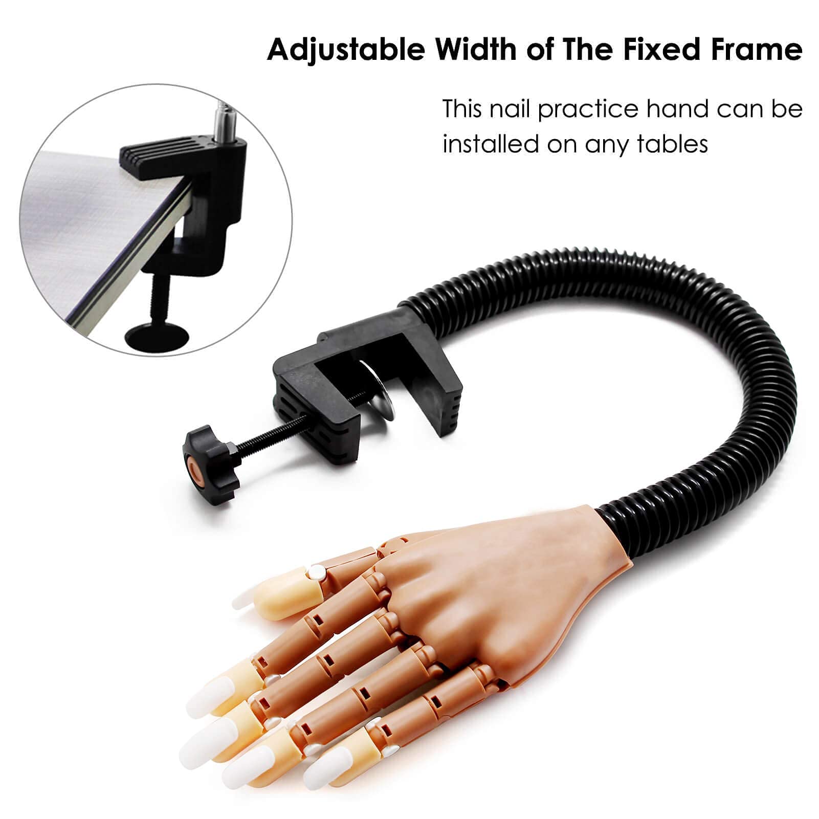 Professional Acrylic Nail Practice Hand with 400pcs Nail Tips - Non-Slip Flexible Fake Hands for Nail Art Training - Perfect for Beginners & Salon Practice (Brown) - Ideal for Home Practice, Nail School & Professional Skill Development