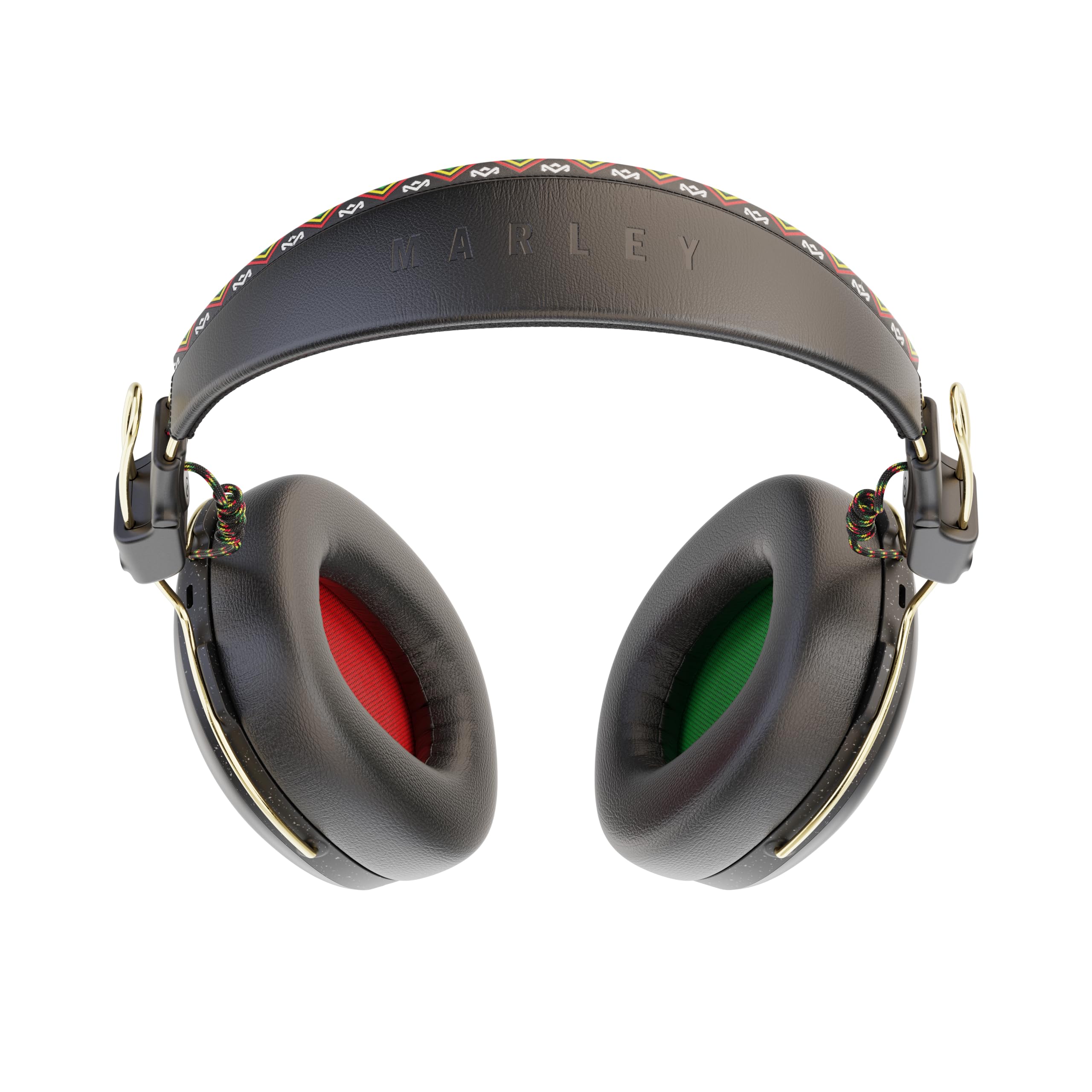House of Marley Positive Vibration Over-Ear Wireless Bluetooth Headphones with Microphone - 34H Playtime, Quick Charge, Noise Isolation - Perfect for Travel, Work & Music Lovers (Rasta Inspired Design)