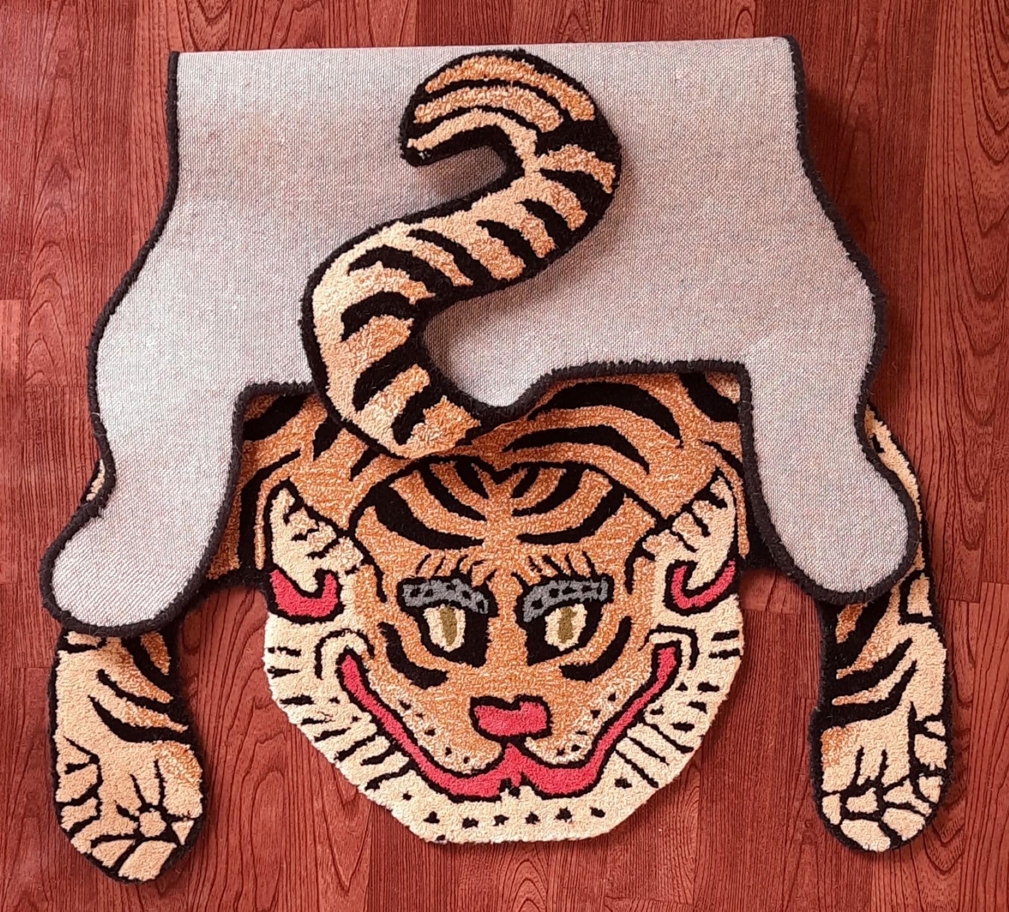 Handmade 100% Wool Tibetan Tiger Skin Rug 4x6 Ft - Stain-Resistant Tufted Area Carpet for Modern Home, Kids Room & Bedroom Decor | Perfect for Bohemian Style Living Room, Nursery or Cozy Cabin Retreat