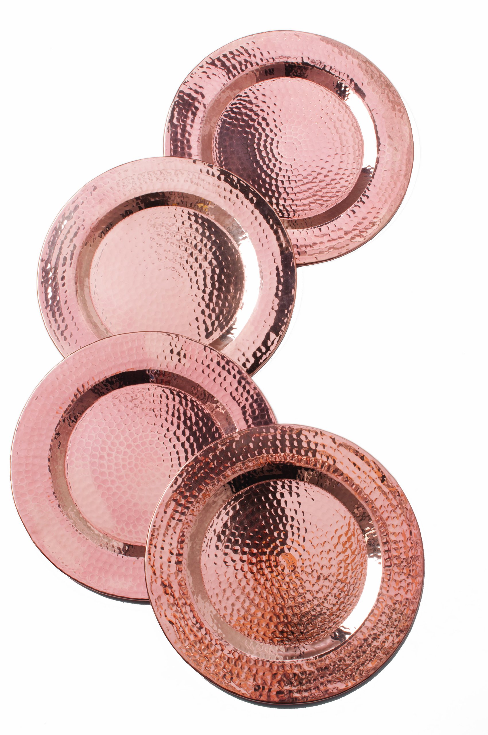 Hand Hammered 100% Pure Copper Charger Plates - 12 Inch Round Sertodo Copper Dinner Plates, Set of 4 for Wedding, Party & Holiday Table Decor