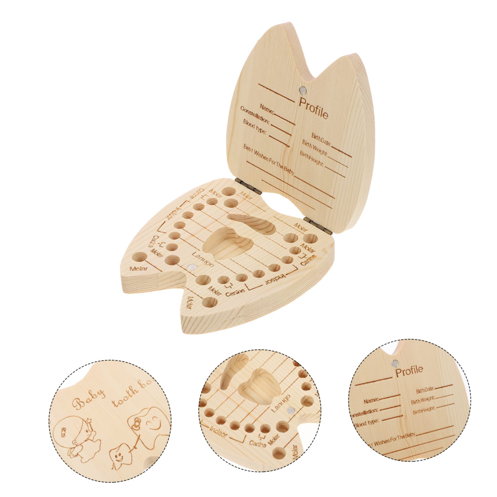 RORPOIR Wooden Tooth Fairy Box - Decorative Teeth Storage Container for Kids, Baby Teeth Keepsake Organizer - Perfect for Tooth Fairy Gifts & Childhood Memory Preservation