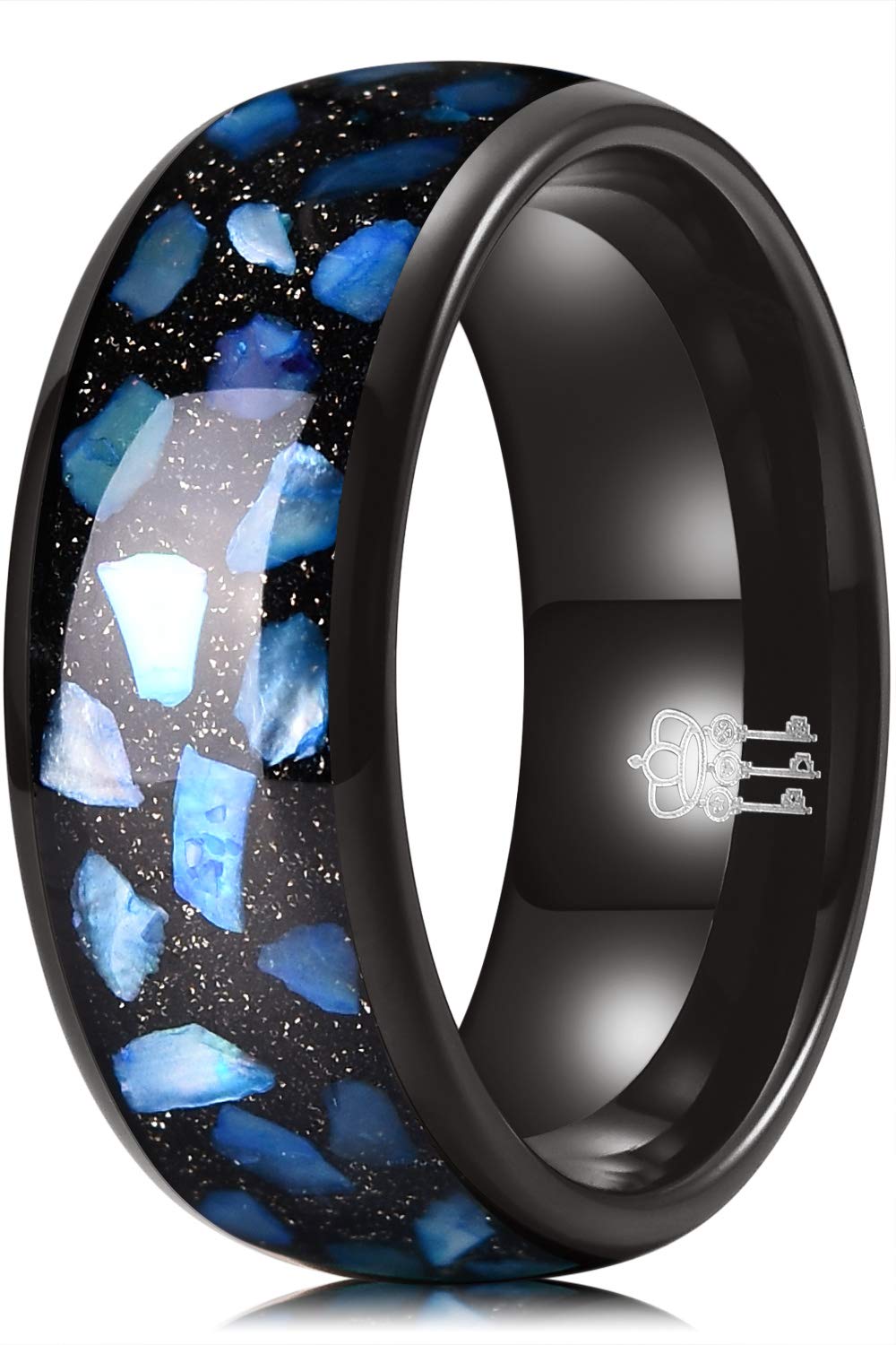 4mm Tungsten Wedding Ring for Women - Purple Shell Inlaid Engagement Band, THREE KEYS JEWELRY | Perfect for Bridal Jewelry, Anniversary Gifts & Everyday Wear