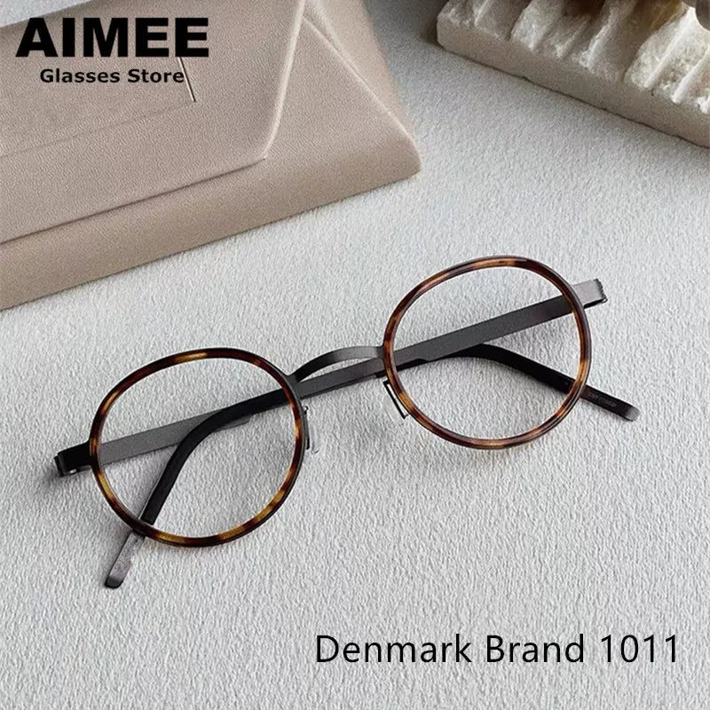 Unisex Full Rim Round Screwless Titanium Acetate Eyeglasses 3033 - Lightweight & Durable Frame for Men & Women - Perfect for Reading, Work & Everyday Use