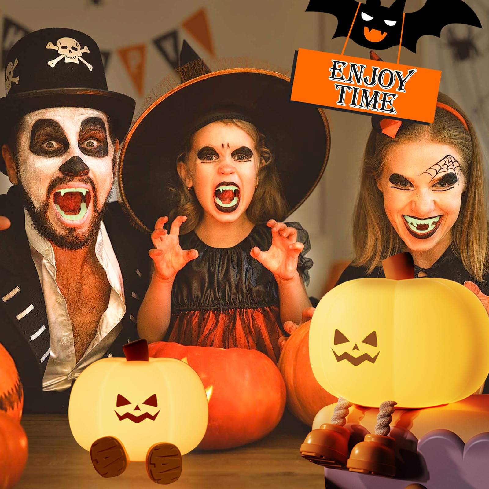 1PCS Rechargeable LED Pumpkin Night Light for Kids - 3 Modes, Touch Control, Food Grade Silicone, Halloween Decor & Nursery Lighting | Perfect Gift for Baby Room & Bedtime Comfort