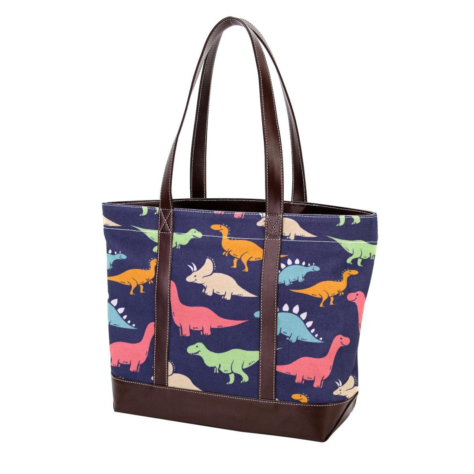 Stylish Large Leather Canvas Tote Bags for Women - Floral Illustration Top Handle Shoulder Satchel Hobo Purse | Perfect for Work, Travel, Shopping & Everyday Use