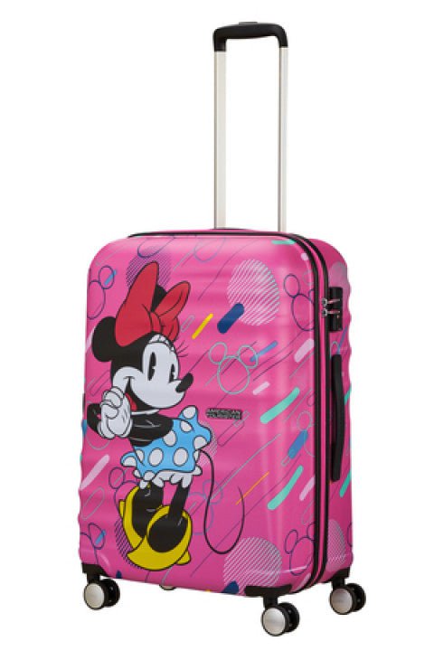 American Tourister Disney Wavebreaker Spinner Medium Luggage - Minnie Future Pop Design | Lightweight Durable Suitcase for Travel, Vacation & Business Trips | Carry-On Approved for Airlines