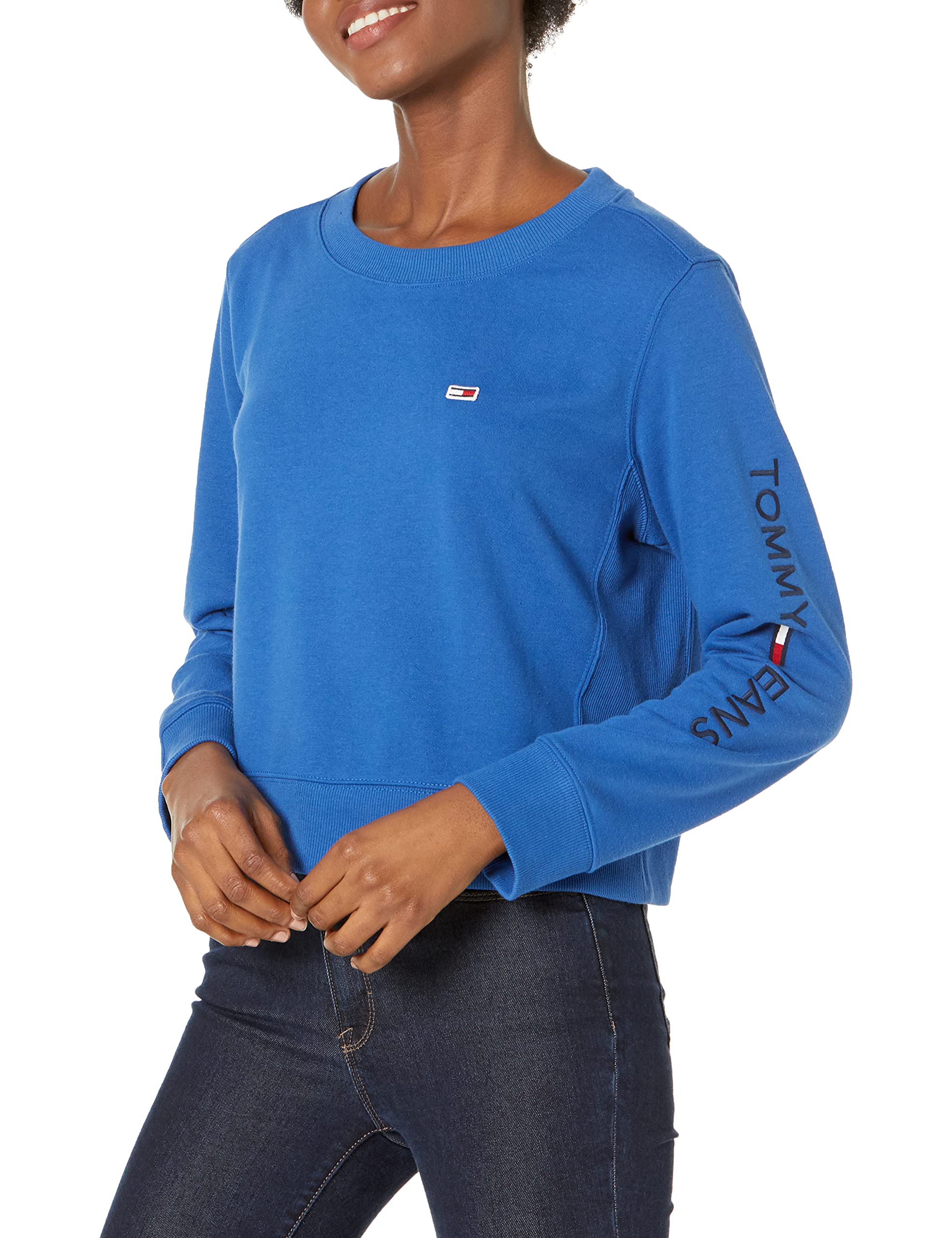 Tommy Hilfiger Women's Classic Crewneck Sweatshirt | Soft Cotton Pullover | Casual Comfort Wear for Everyday & Lounge | Perfect for Outings, Work & Relaxing at Home