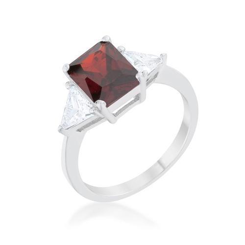 Exquisite Garnet Rhodium Plated Engagement Ring for Women - Perfect for Proposals, Anniversaries & Special Occasions