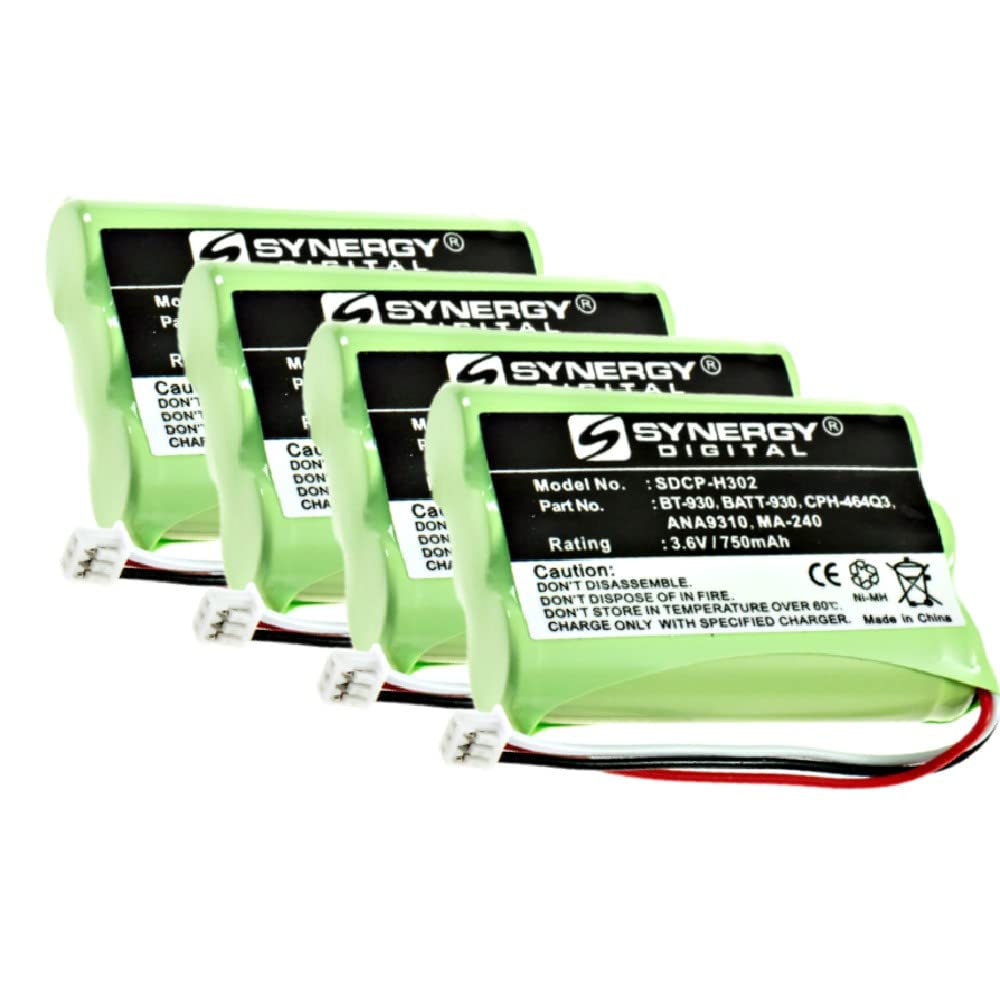 Synergy Digital NEC Dterm Cordless Phone Battery Combo Pack - 4 x SDCP-H302 Replacement Batteries for Office & Home Phones - Long-Lasting Power Solution