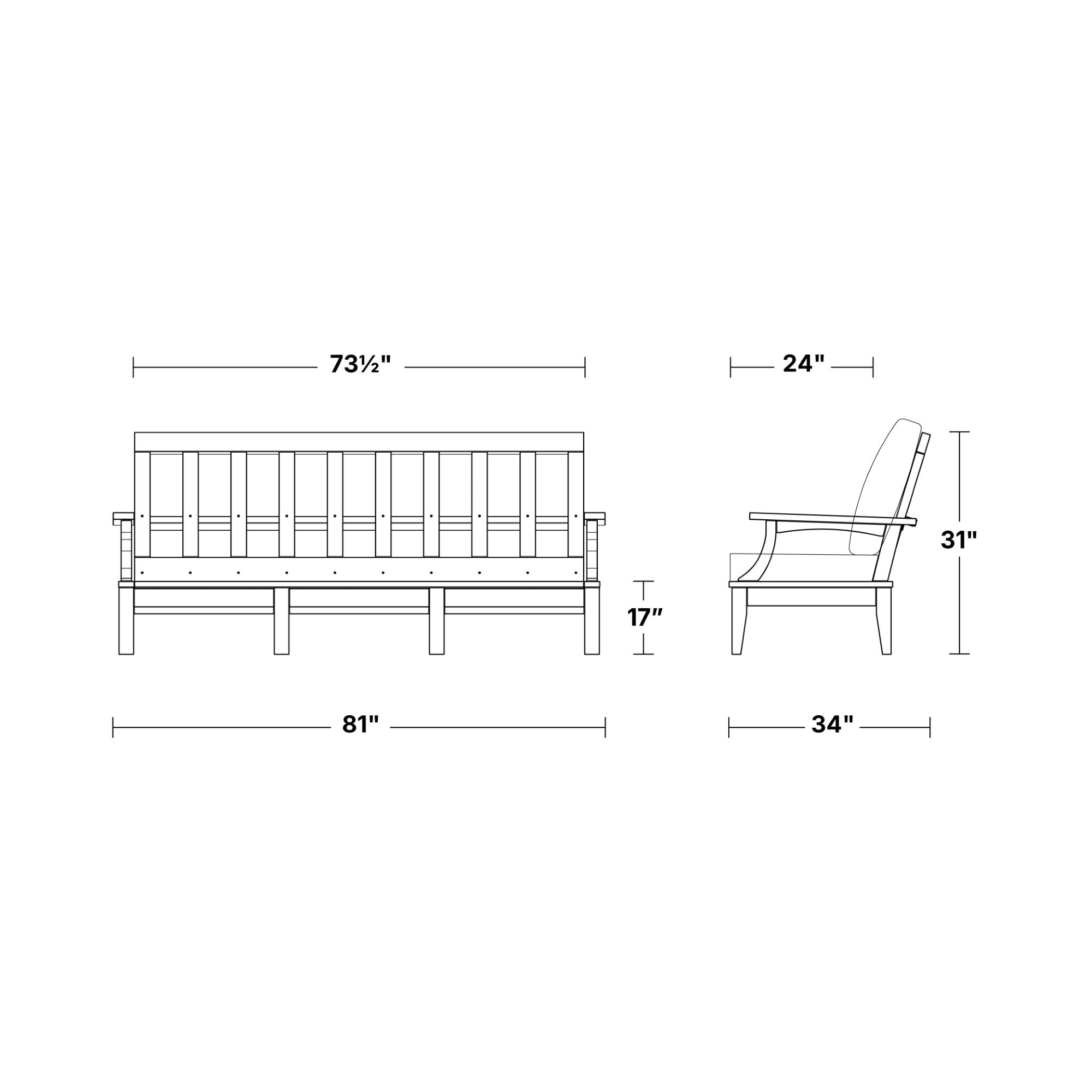 Heritage Deep Seating Sofa - Option II | Premium Outdoor Patio Furniture for Backyard, Poolside & Garden Relaxation