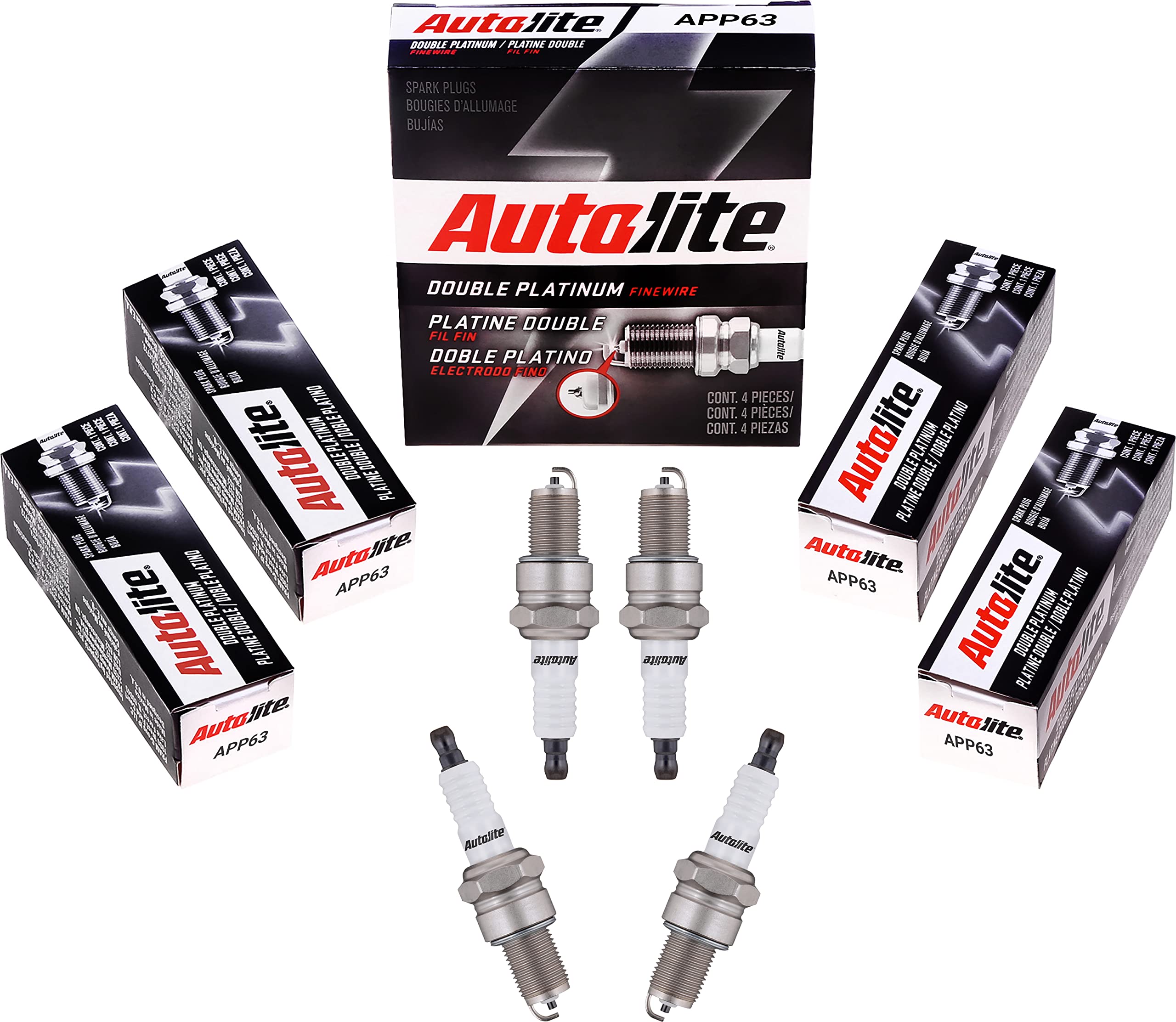 Autolite APP63 Double Platinum Spark Plugs - 4 Pack Replacement for Cars, Trucks & SUVs - High Performance Ignition Plugs for Smooth Engine Start & Fuel Efficiency - Ideal for Daily Commute, Road Trips & Off-Road Adventures