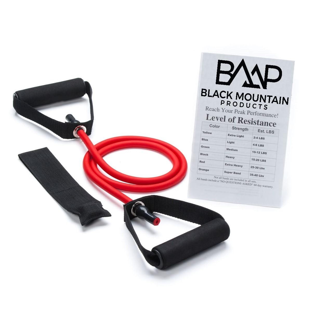 Black Resistance Band with Door Anchor - Home & Gym Workouts