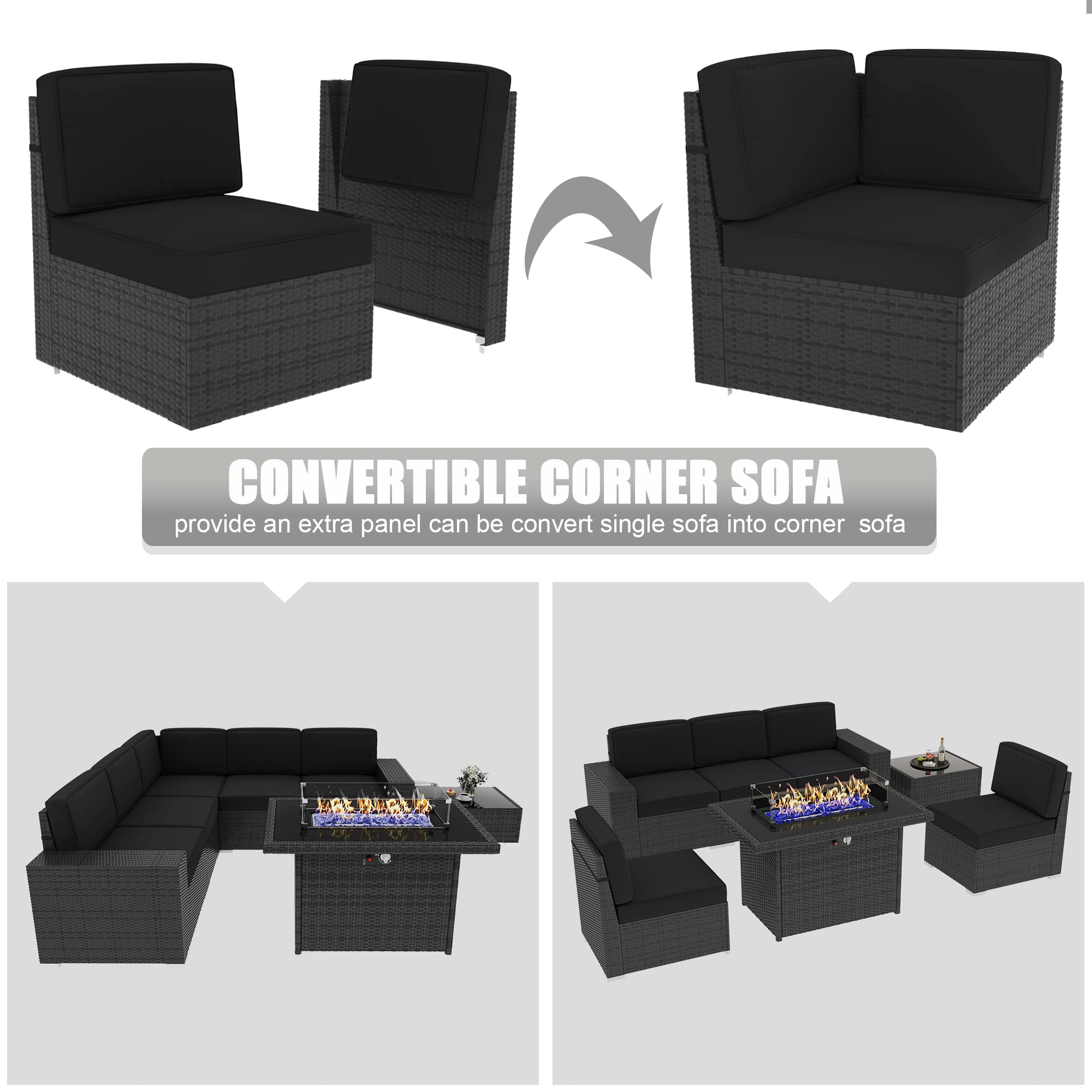 LayinSun 7-Piece Outdoor Patio Furniture Set with 44
