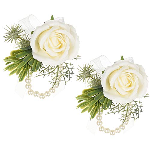 2pc White Rose Wrist