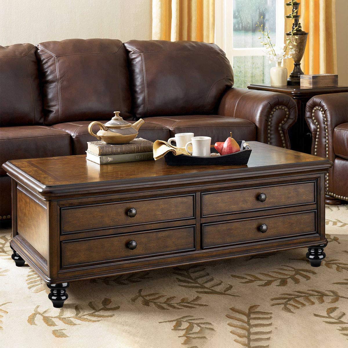 4 Pack Wooden Sofa Legs - Round Mid Century Modern Furniture Legs in Espresso & Black (6 Inch) - Replacement Couch, Dresser, Sideboard, Recliner & Chair Legs - Perfect for Living Room, Bedroom & Office Furniture Upgrade