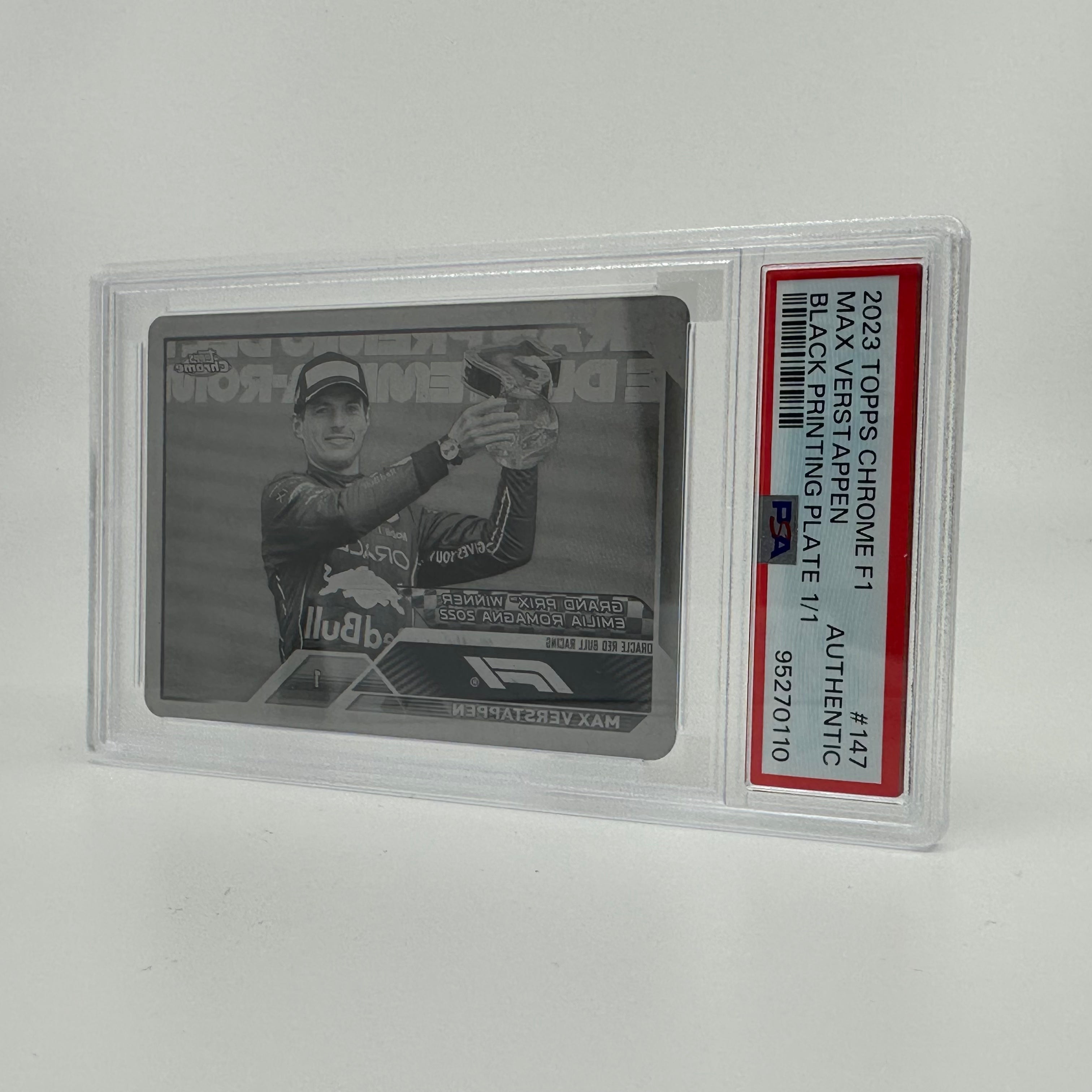 2023 Topps Chrome F1 Max Verstappen #147 Black Printing Plate - Limited Edition Formula 1 Racing Collectible for Fans & Card Enthusiasts - Perfect for Display, Trading, and Memorabilia Collections