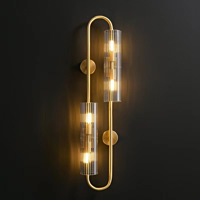 Vintage Double Brass Wall Light Fixture - Antique Style Sconce for Living Room, Bedroom & Hallway Lighting