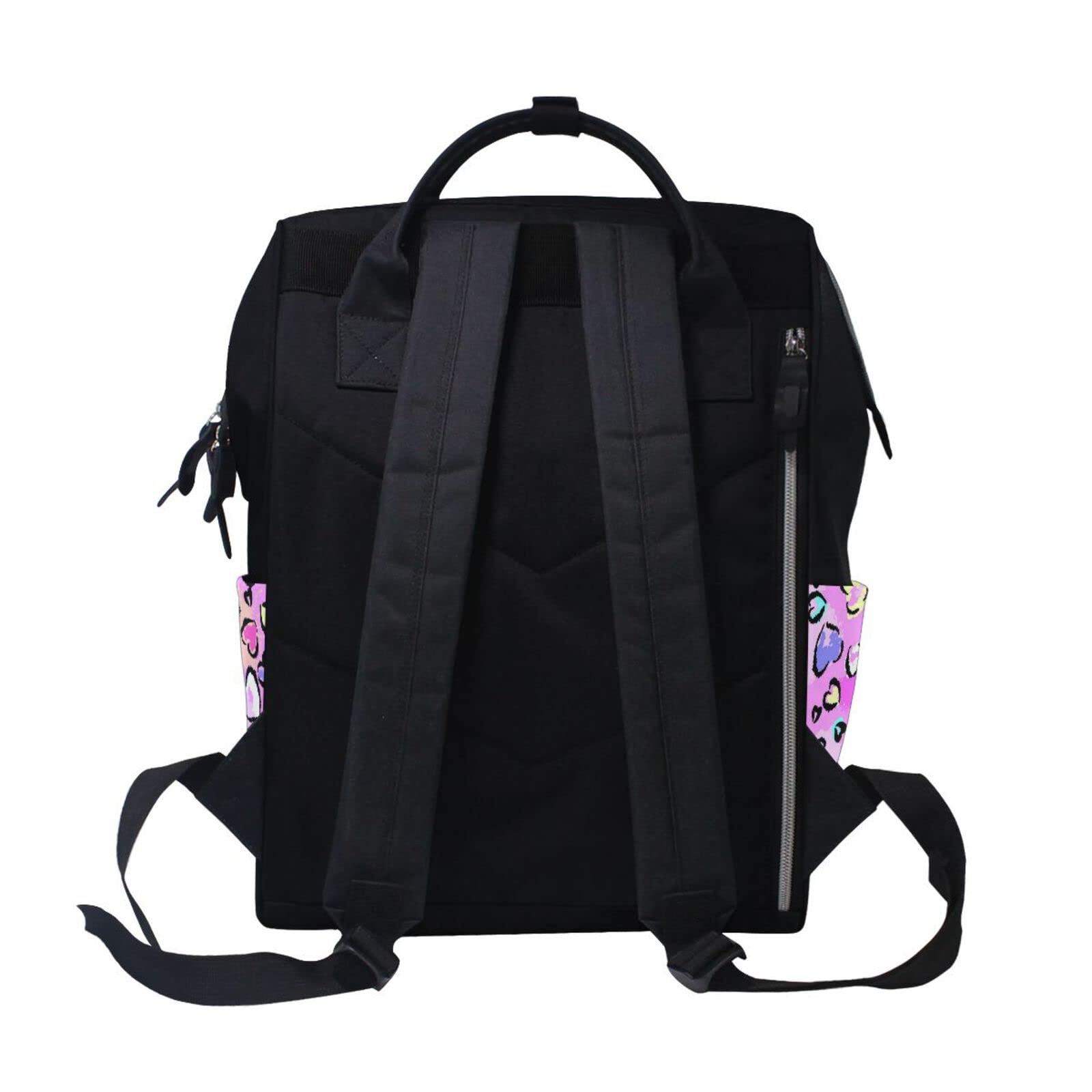 Personalized Leopard Hearts Diaper Backpack - Custom Name Mommy & Baby Changing Bag for Nursing, Travel & Daily Use
