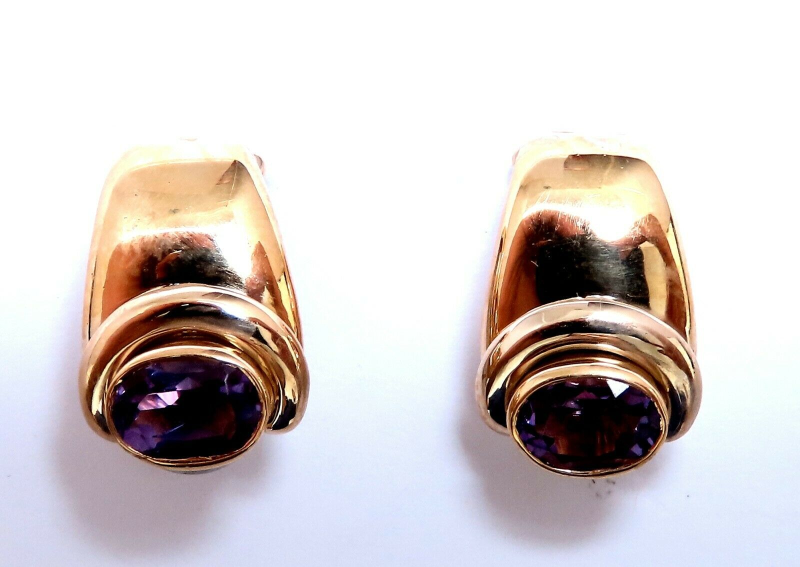 2ct Natural Oval Purple Amethyst Clip-On Earrings in 18K Gold - Elegant Jewelry for Weddings, Parties & Special Occasions