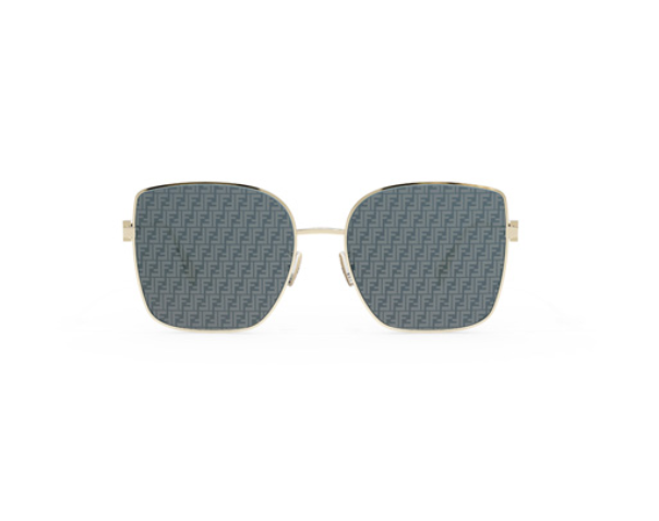 Fendi BAGUETTE FE40013U 10X Grey/Gold Mirrored Square Women's Sunglasses - Luxury Designer Shades for Women, UV Protection, Fashionable Square Frame - Perfect for Beach, Driving & Outdoor Activities