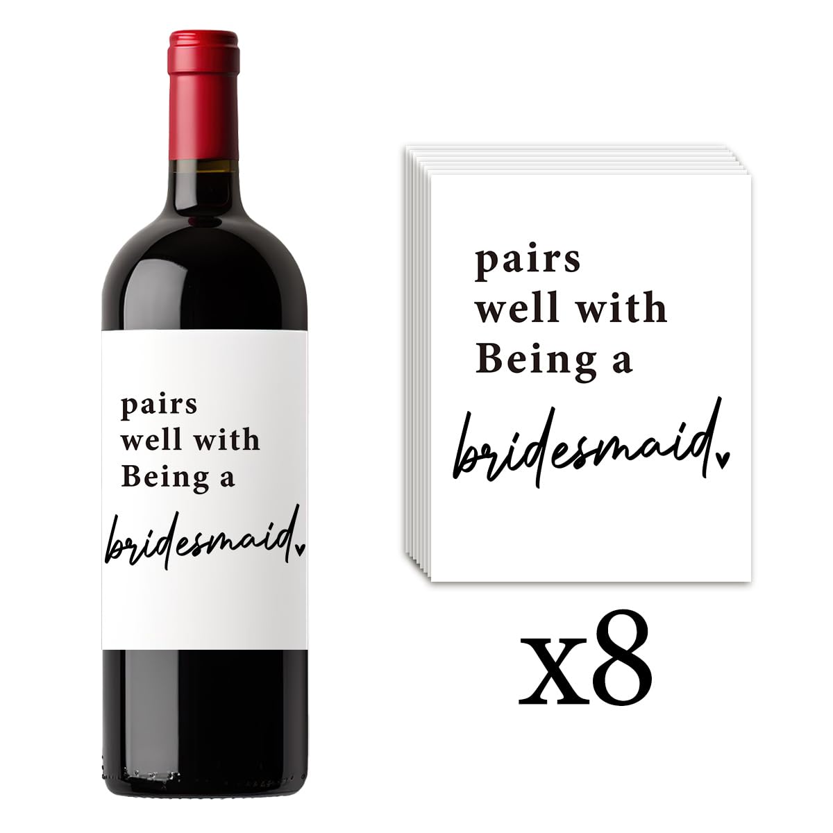 8 Pcs Bridesmaid Wine Labels - Perfect for Bridesmaid Proposal Gifts, Bridal Shower Favors & Wedding Party Decor - 