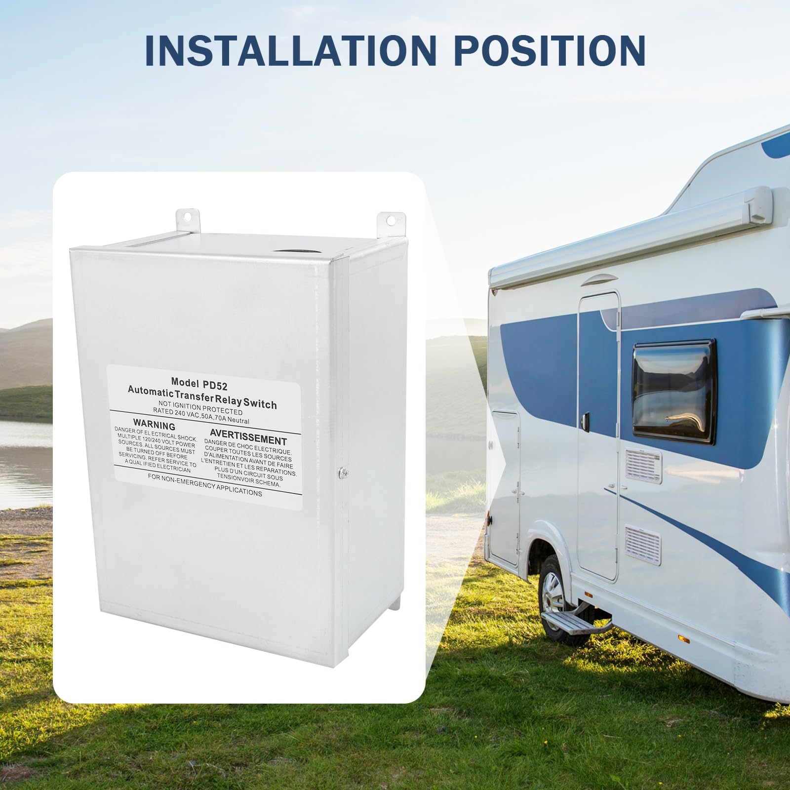 RV Automatic Transfer Switch 240VAC 50A 70A Neutral - Power Transfer Solution for RVs, Speedboats & 120/240V Power Sources | Perfect for Seamless Shore Power Switching & Emergency Backup