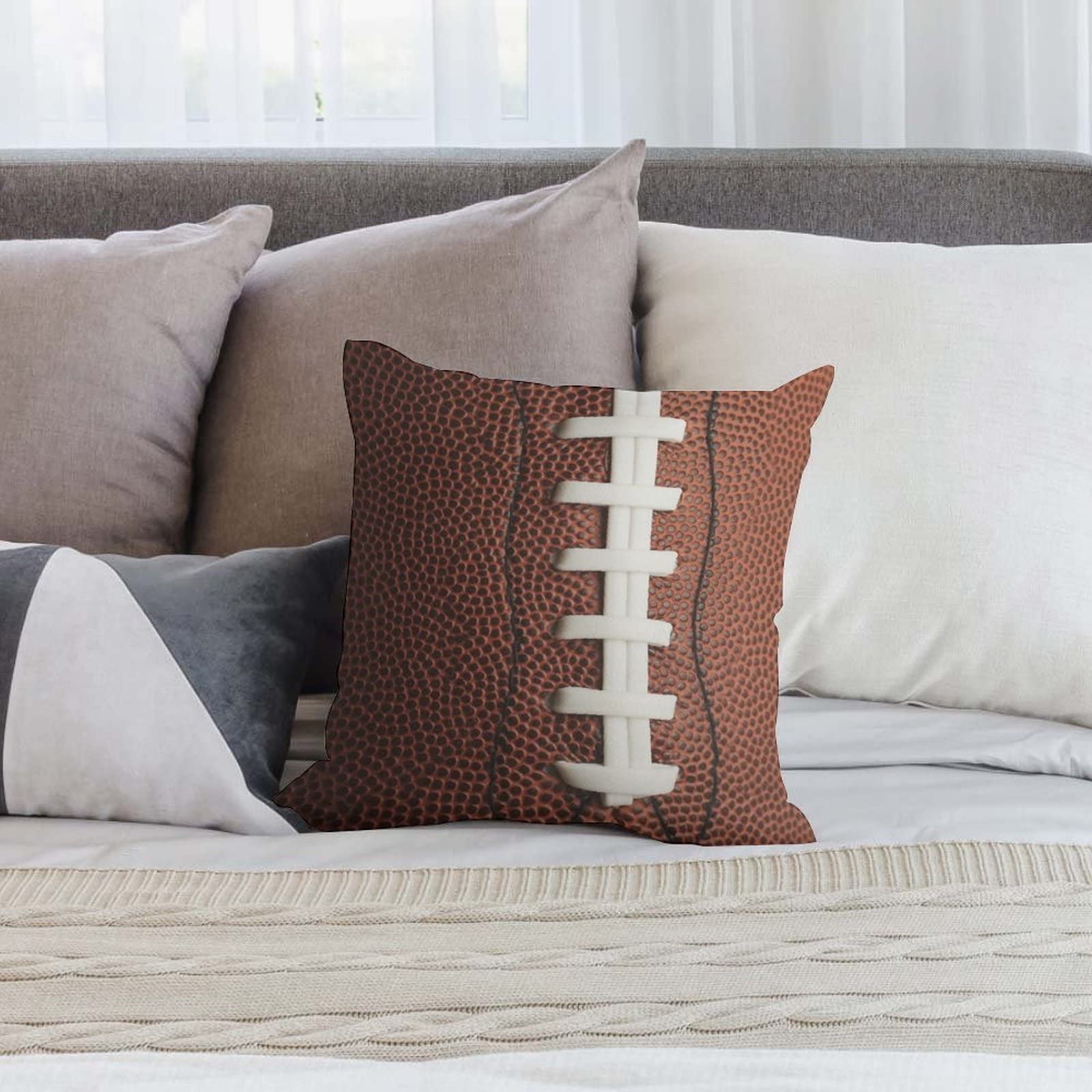 Nebra Football Throw Pillow Cover 18x18 Inch - Soft Square Decorative Cushion Case for Sofa, Bed, Living Room - Perfect for Game Day Decor & Sports Themed Home Accessories