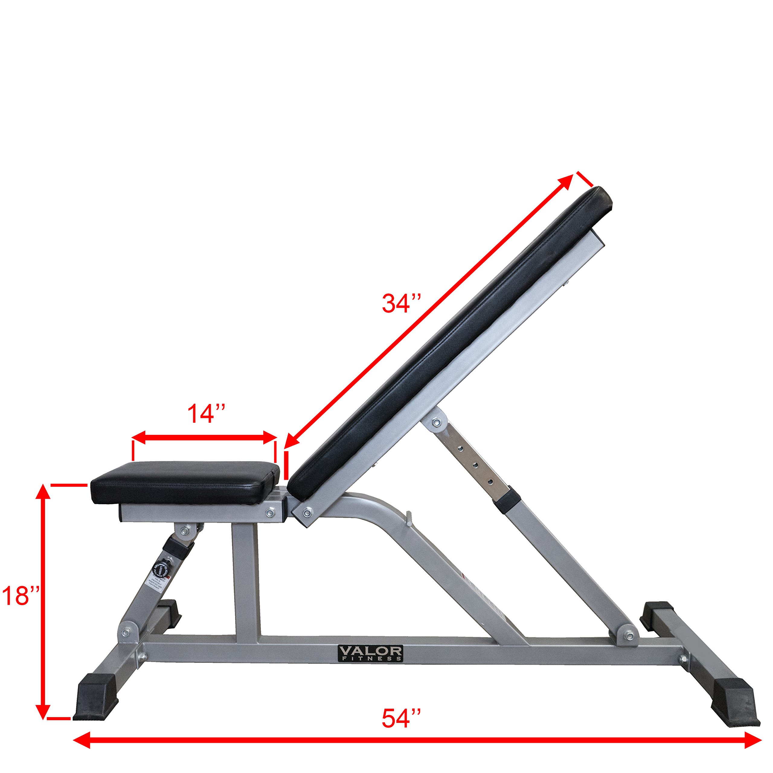Valor Fitness Adjustable Weight Bench – Flat & Incline Workout Bench for Home Gym, Strength Training, Bench Press, Full-Body Exercise with Dumbbells – Perfect for Home Workouts, Weight Lifting & Fitness Training