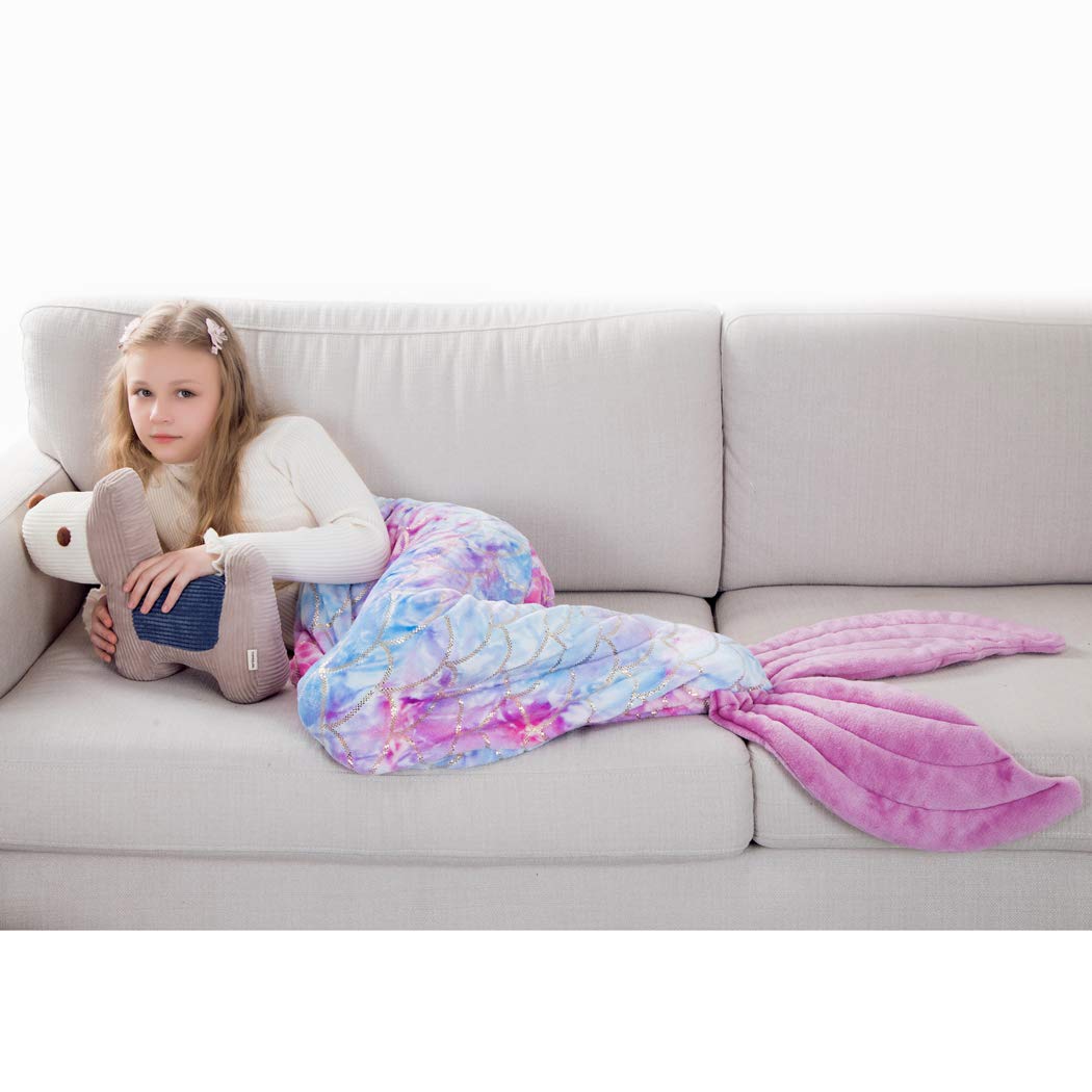 COSUSKET Mermaid Tail Snuggle Blanket - Soft Premium Fish Scale Design Blanket for Girls & Women, Cozy All-Season Fleece Throw - Perfect for Bedroom, Couch, Movie Nights & Gift Giving