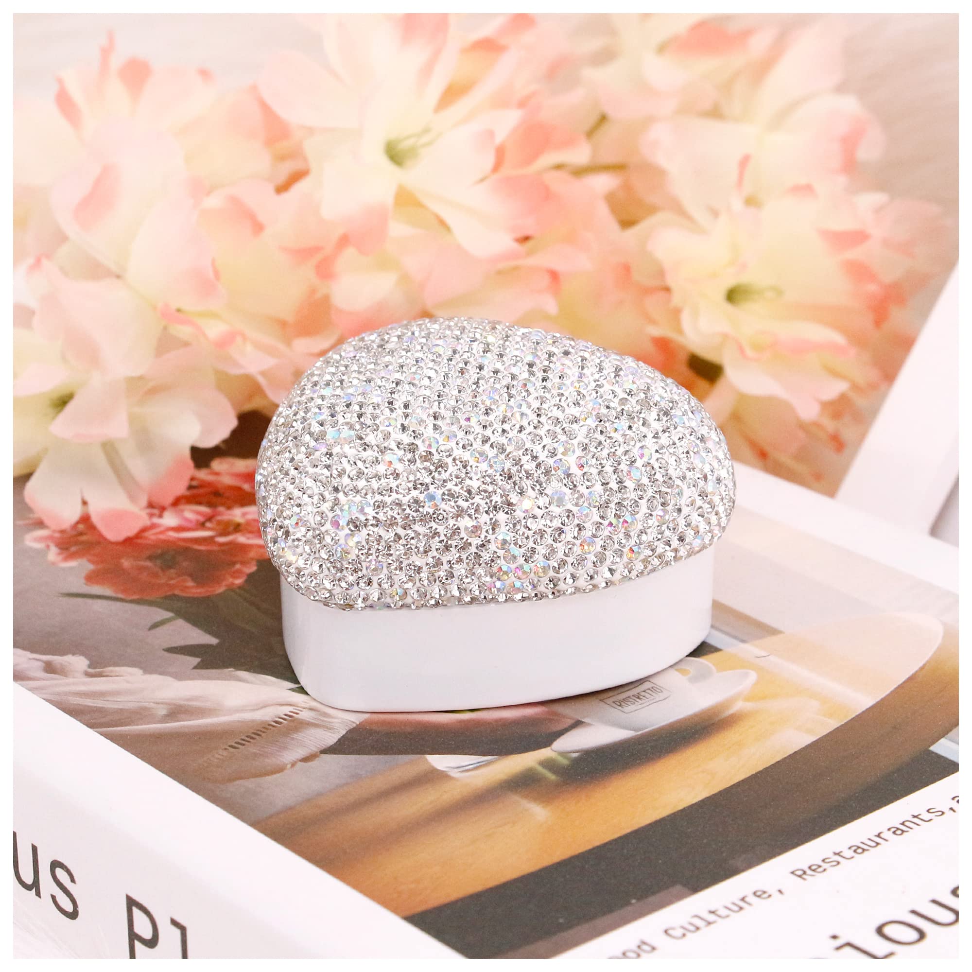 Sparkling Rhinestone Heart-Shaped LED Ring Box - Velvet Jewelry Display Case for Engagement, Wedding, Anniversary & Valentine's Gifts | Proposal Jewelry Box with Elegant Lighting for Romantic Moments