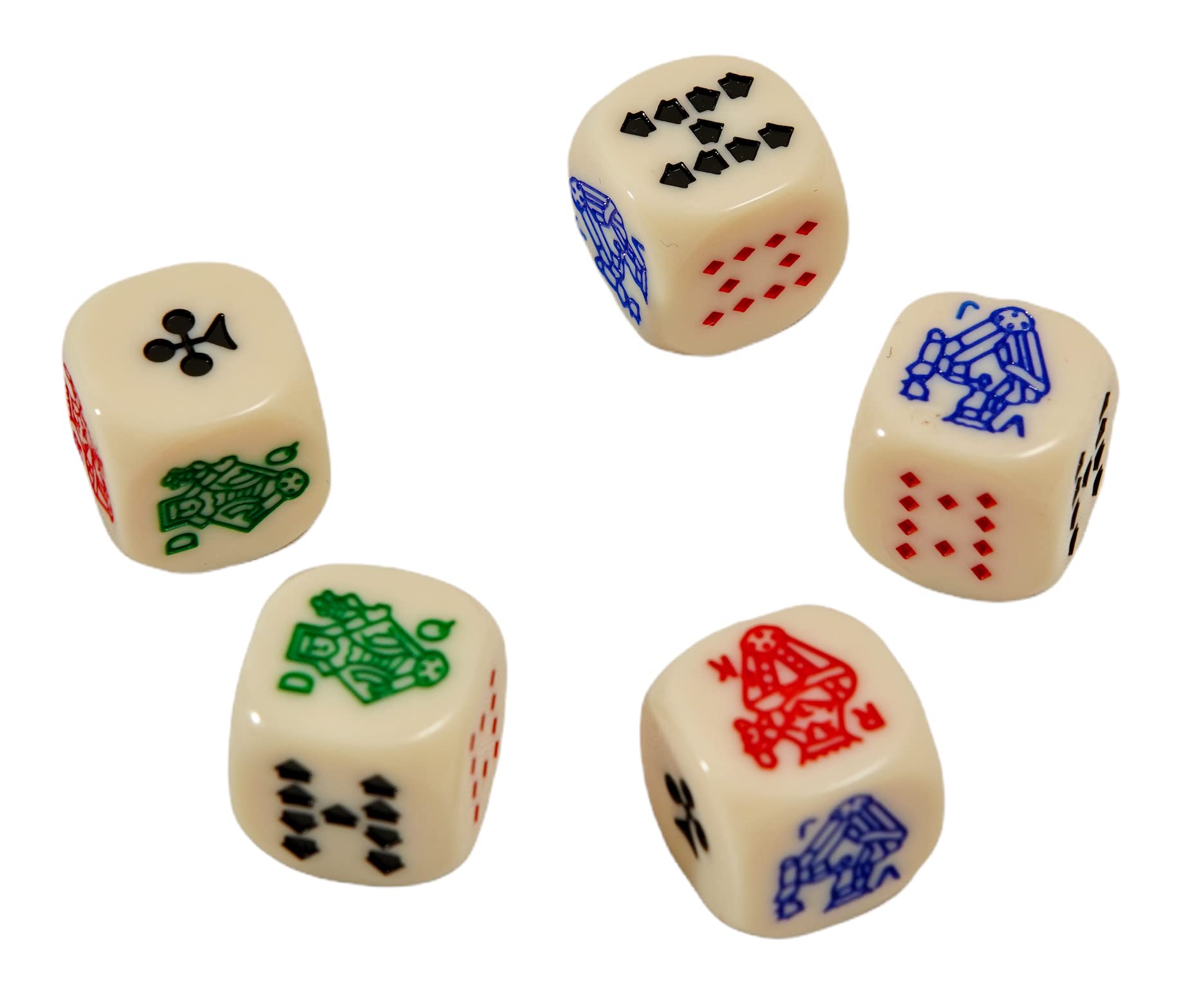 Bello 5-Piece Poker Dice Set - Classic Casino Style Dice for Poker, Yahtzee, and Board Games - Perfect for Game Nights, Parties, and Family Fun