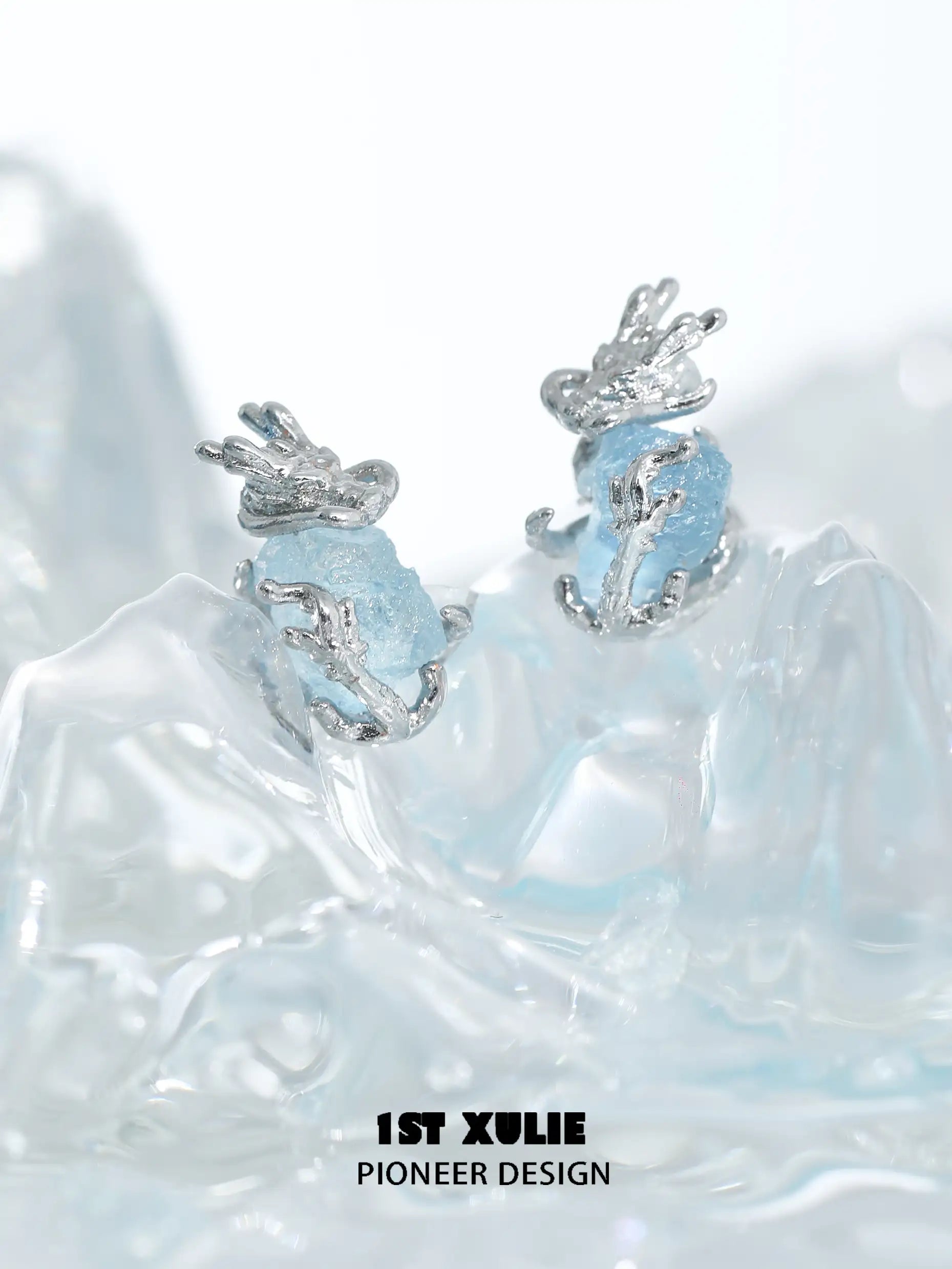 Loong Ling Aquamarine Stud Earrings for Women - 925 Sterling Silver Jewelry - Elegant Gift for Birthdays, Anniversaries & Special Occasions