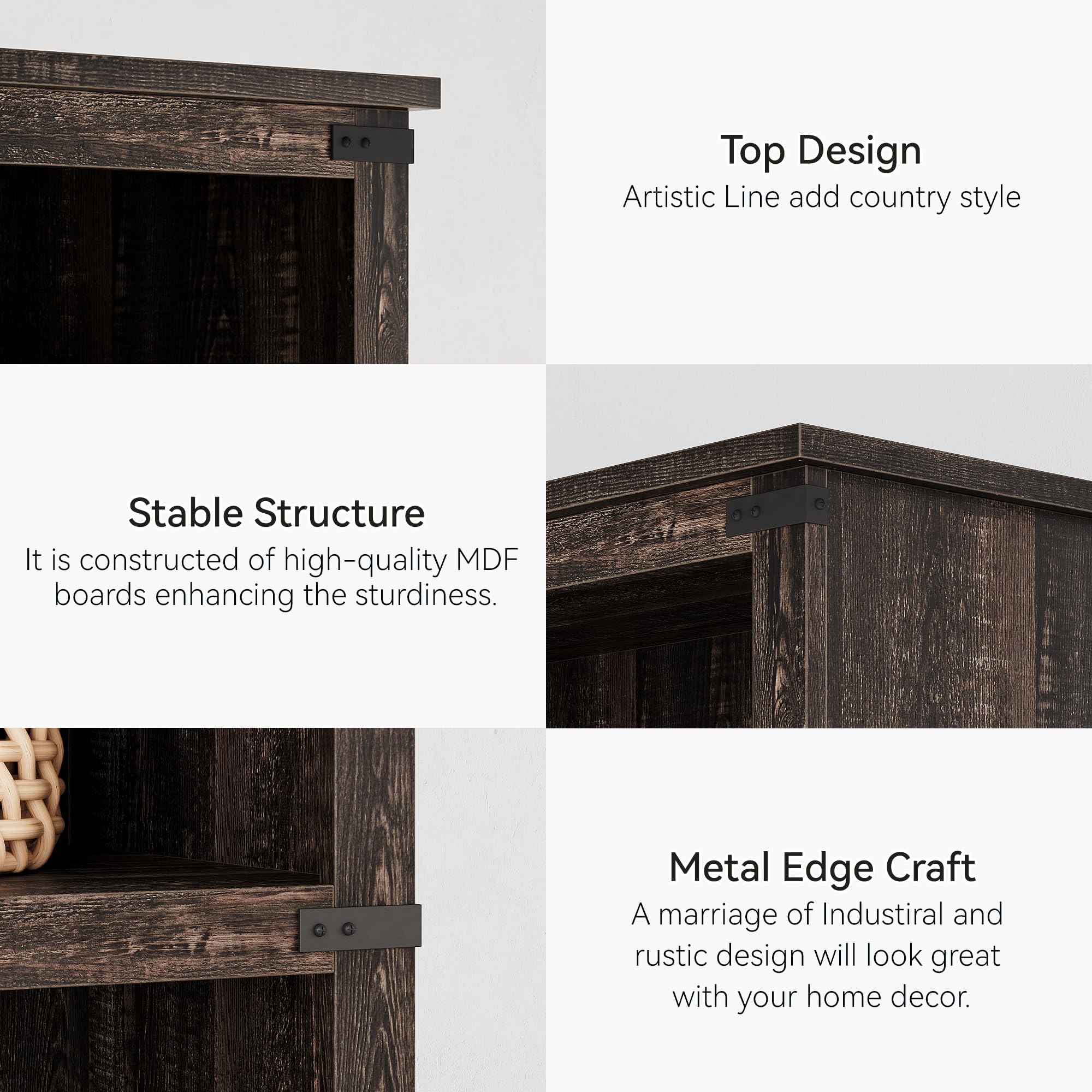 GARVEE 3-Tier Farmhouse Bookcase with Storage - 40