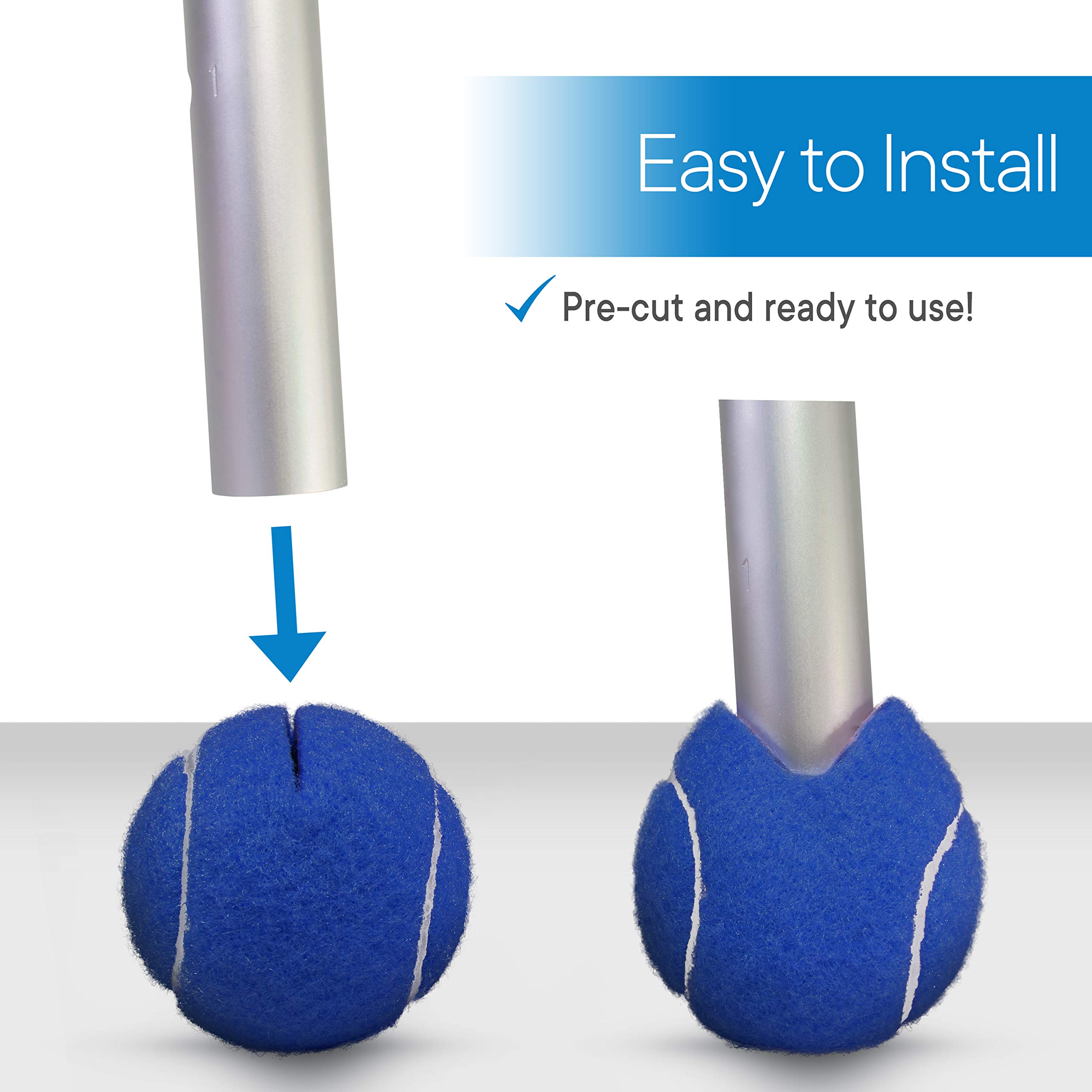 RMS Walker Glide Balls - Set of 2 Replacement Walker Balls with Pre-Cut Opening for Easy Installation | Fits Most Standard Walkers | Non-Slip Rubber Feet for Smooth Gliding | Ideal for Seniors & Mobility Assistance (Blue)