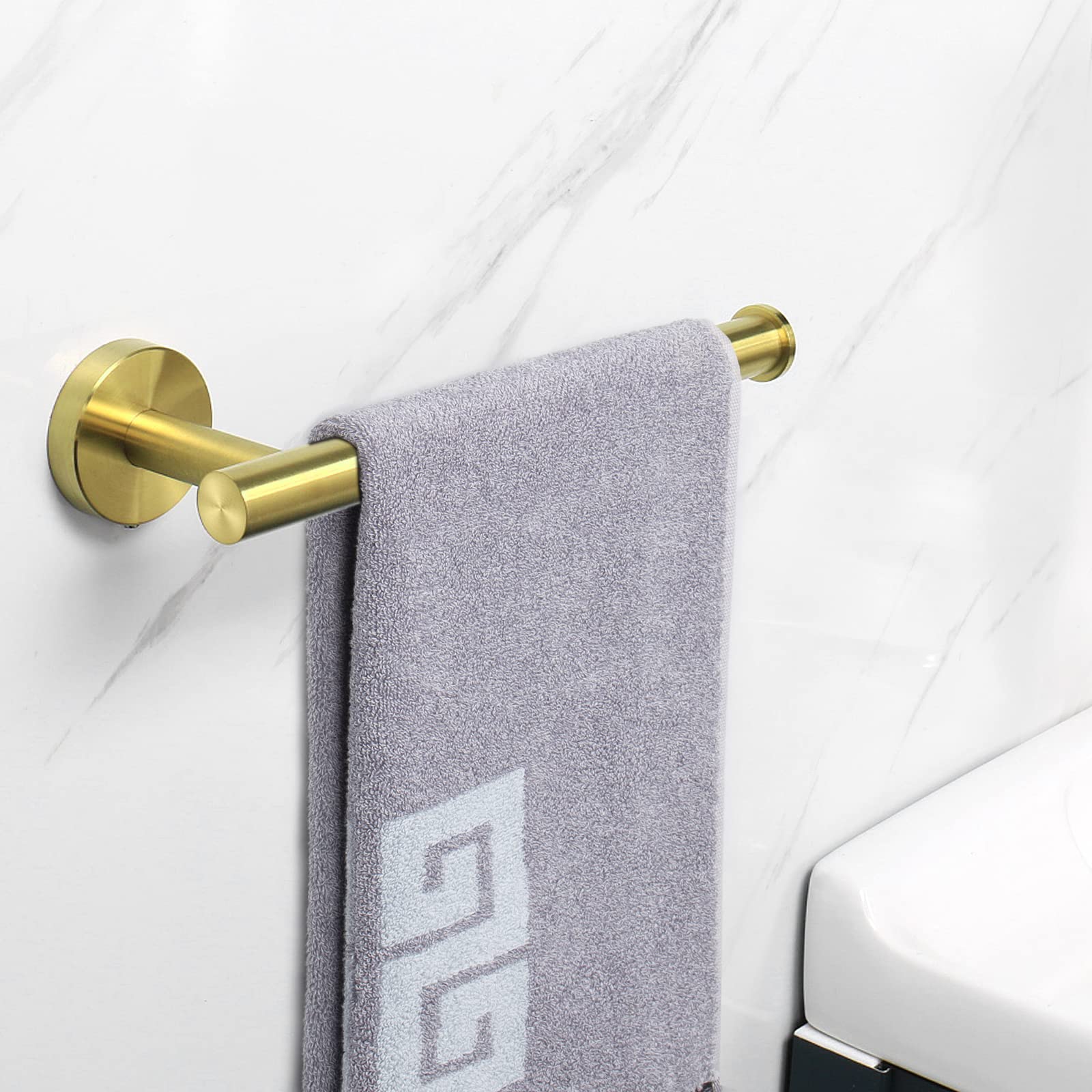 NearMoon 9 Inch Stainless Steel Hand Towel Holder - Brushed Gold Wall Mounted Towel Ring for Bathroom - Rustproof Thickened Contemporary Bath Accessories (1 Pack) - Perfect for Kitchen, Guest Bath, and Spa Decor