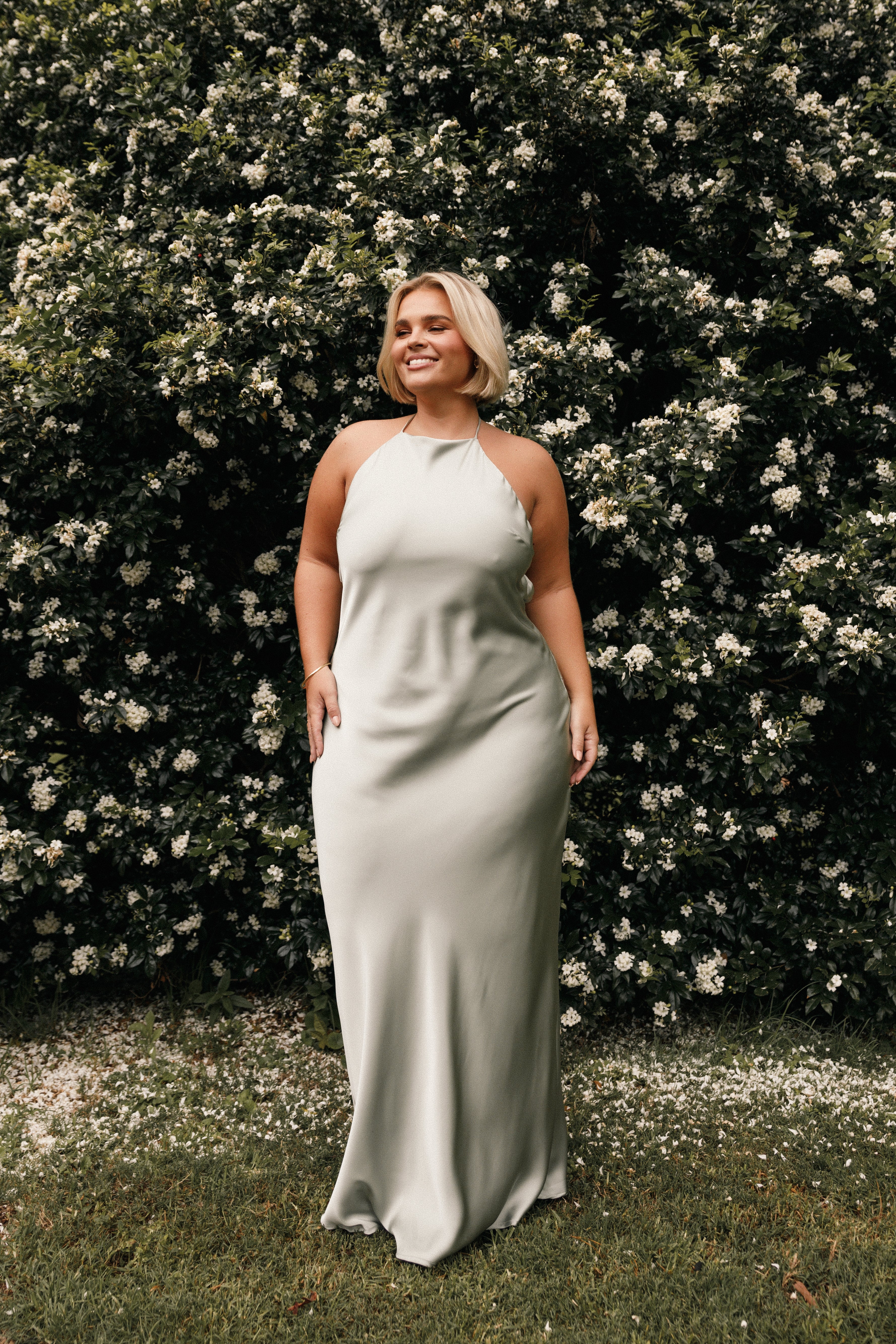 Hadley Halterneck Maxi Dress for Women - Flowy Long Summer Dress in Sage Green | Beach Wedding, Vacation, Boho Chic Outfit